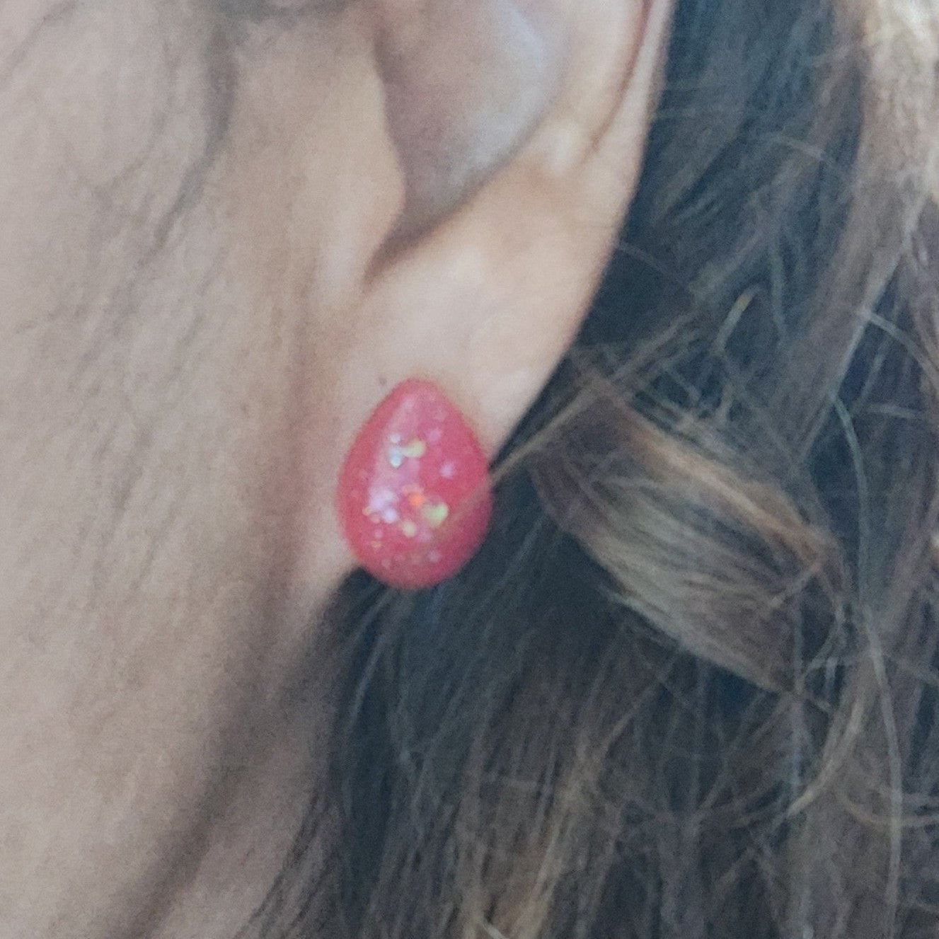 Earrings - Small resin teardrop on post