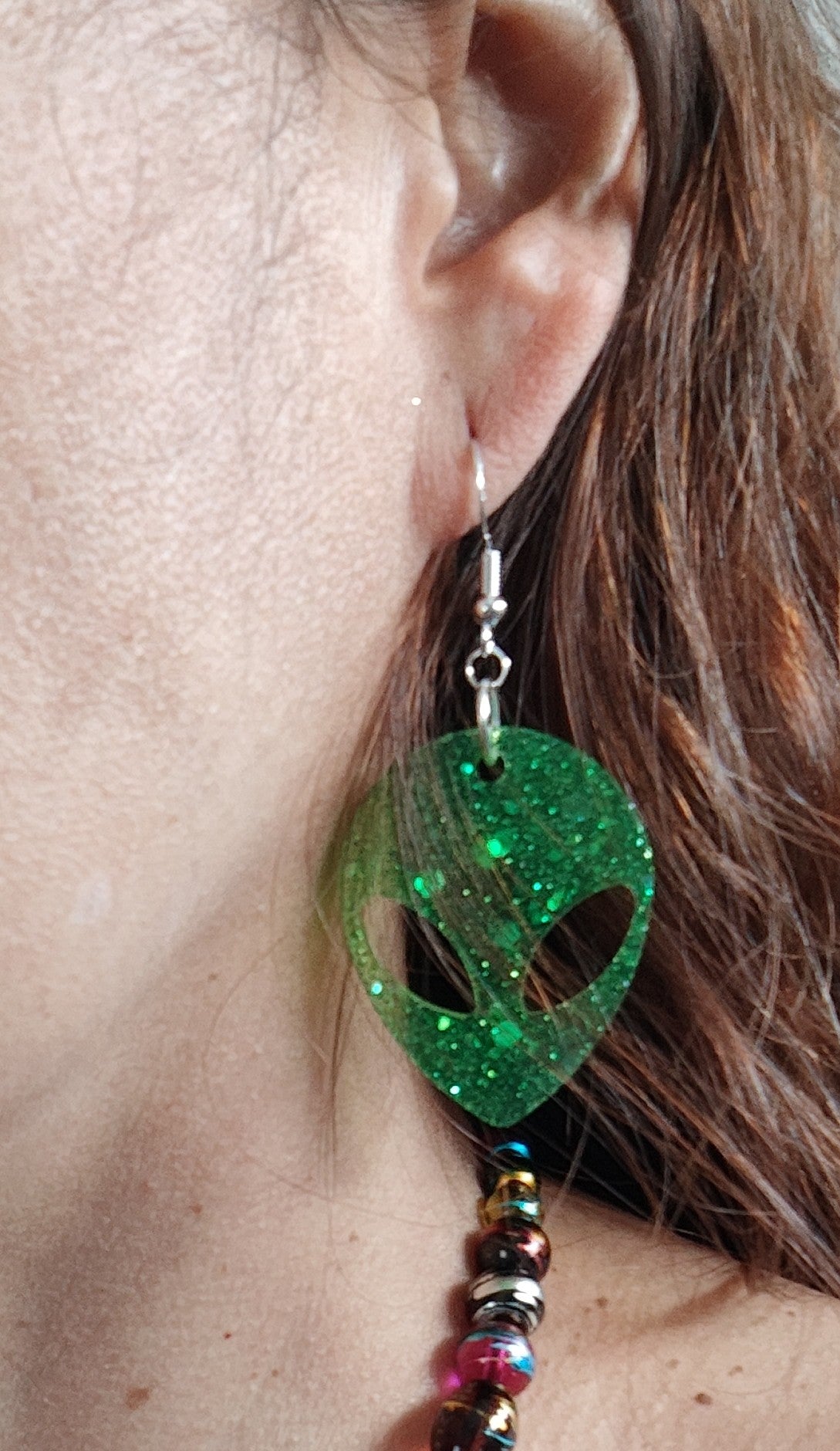 Earrings - Resin alien face on hook