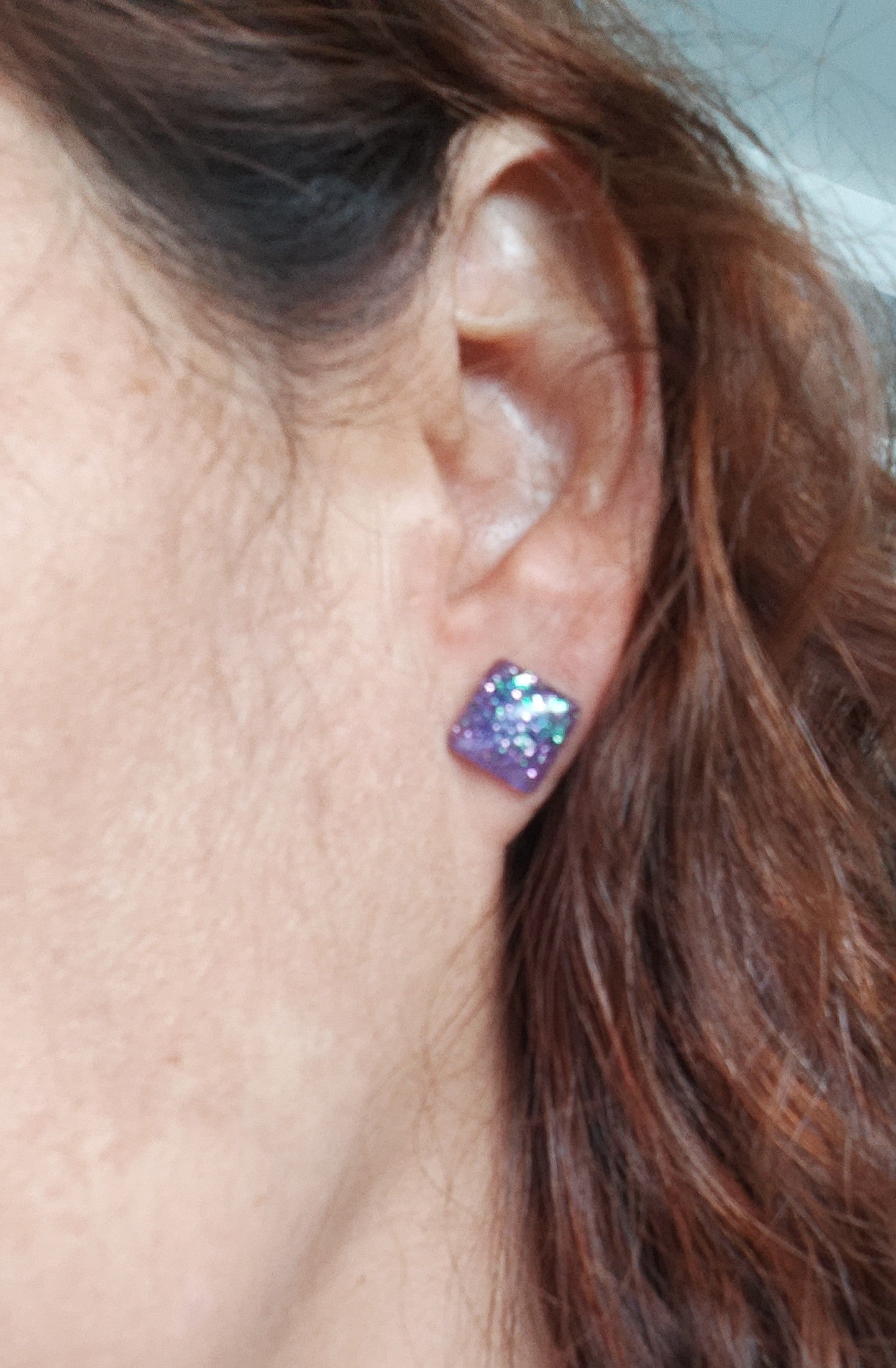 Earrings - Resin square studs