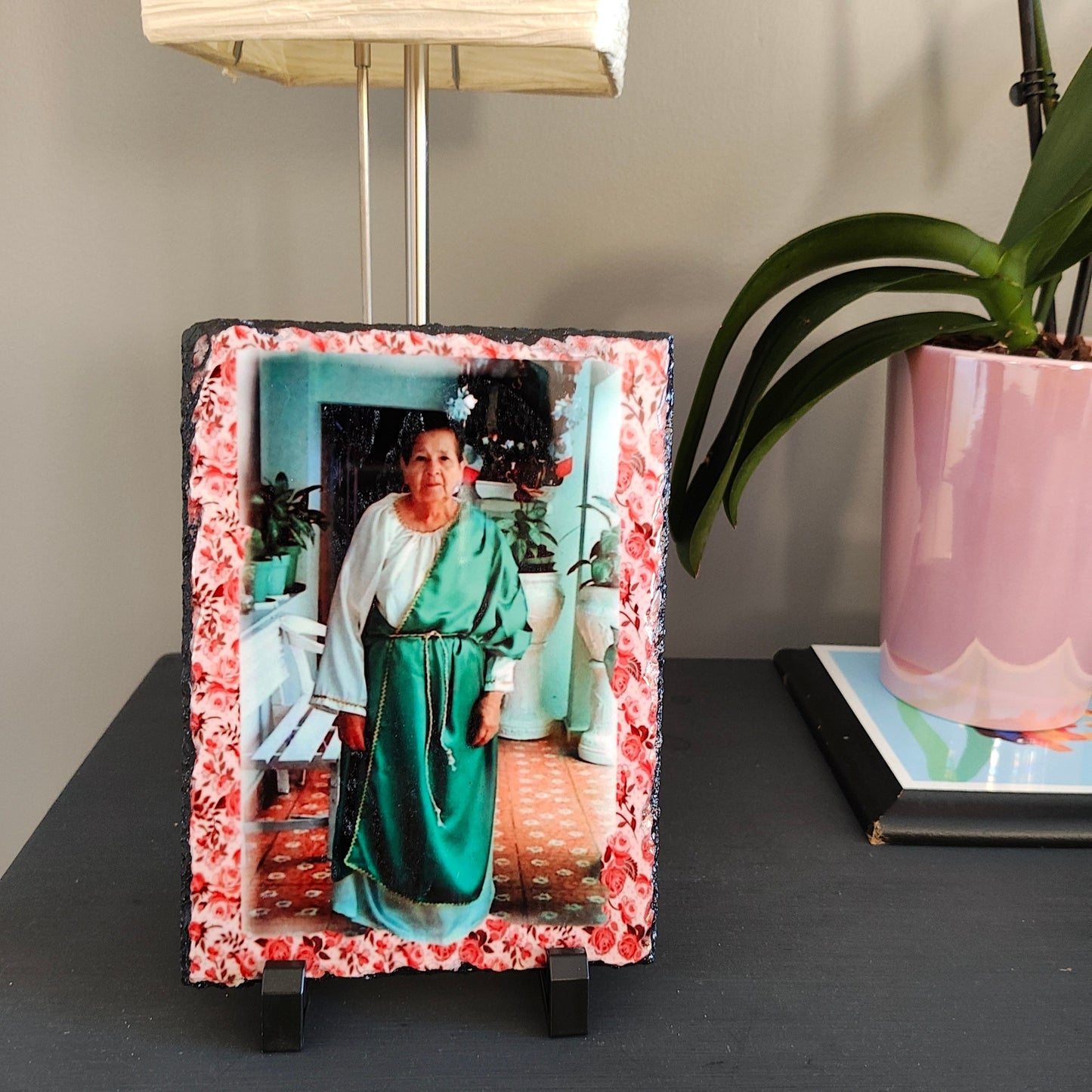 Photo Plaque - Slate custom stone picture frame 5.7x7.7 (custom)