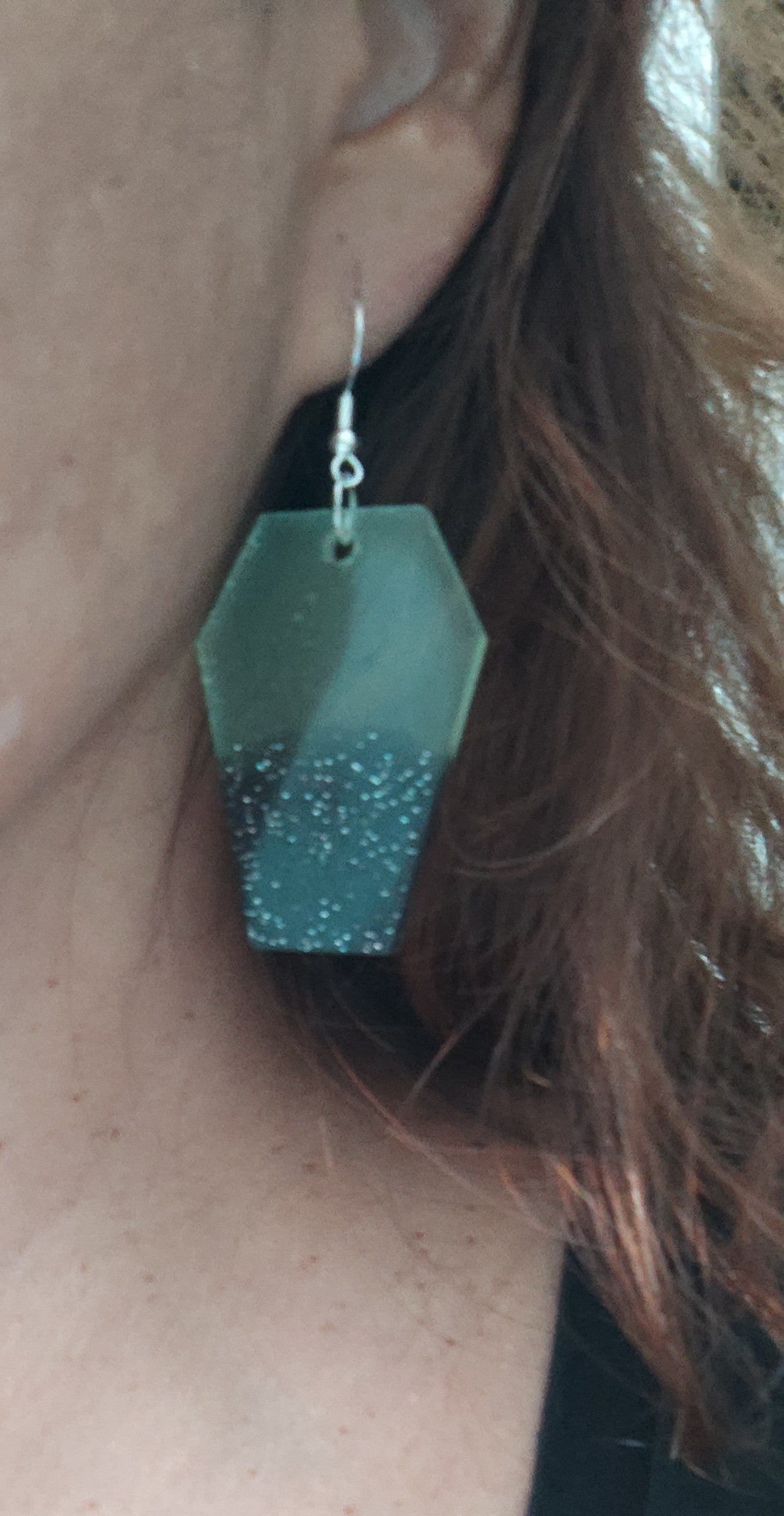 Earrings - Resin coffin on hook