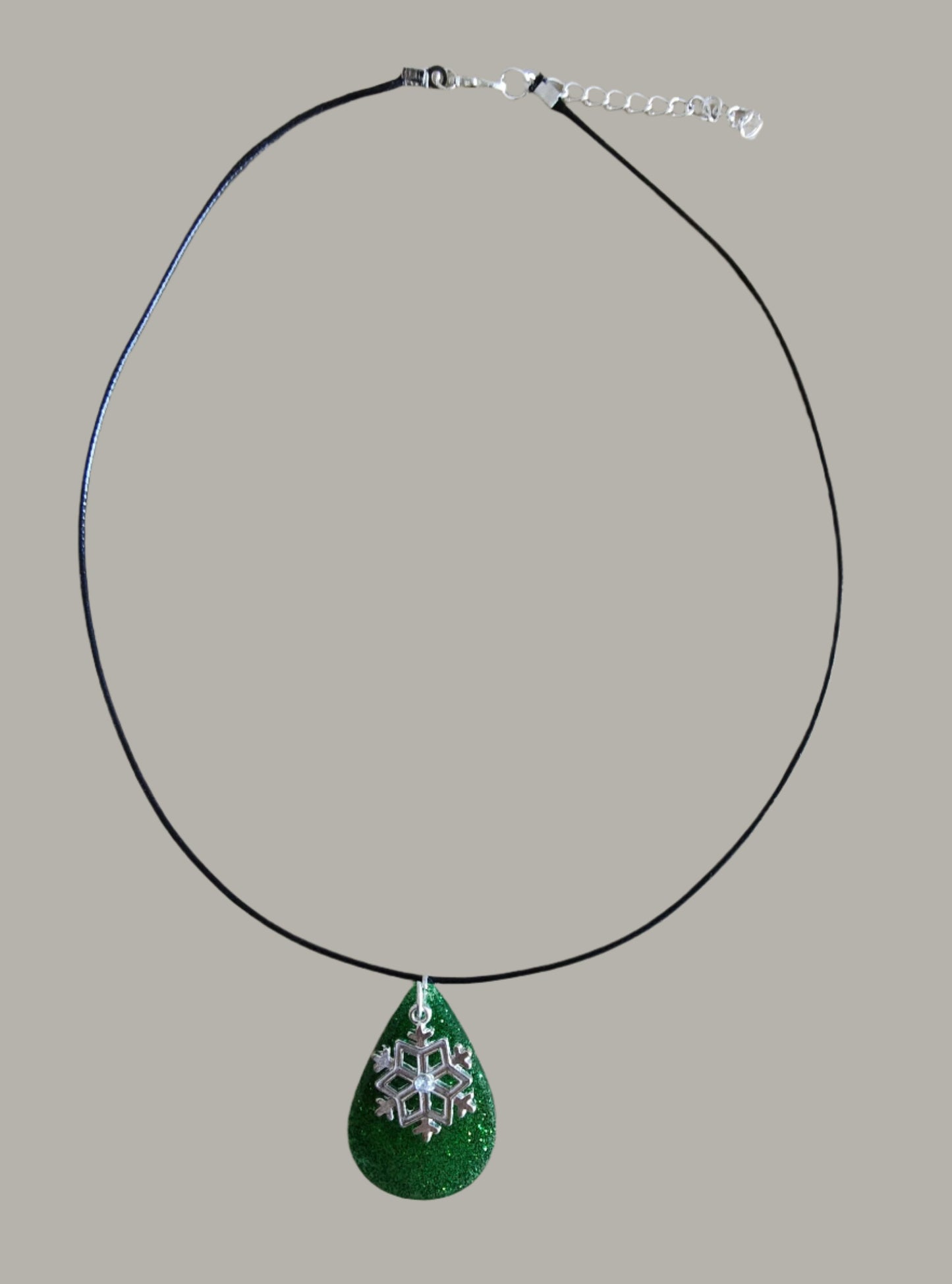 Necklace - 19 inches 0.5 mm black polyester cord with resin holiday pendant