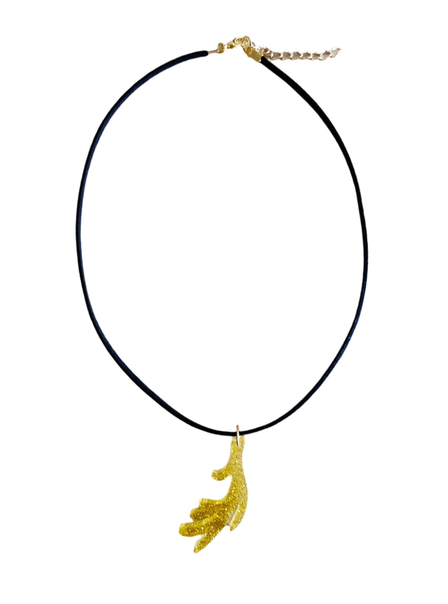 Necklace - 17.5 inches black suede cord with resin holiday pendant