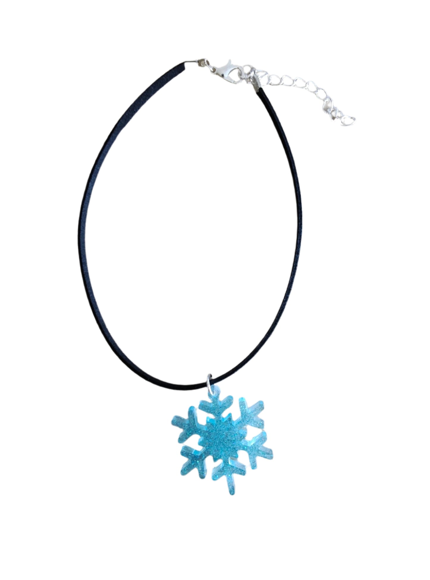 Necklace - 11.5 inches black suede cord with resin holiday pendant