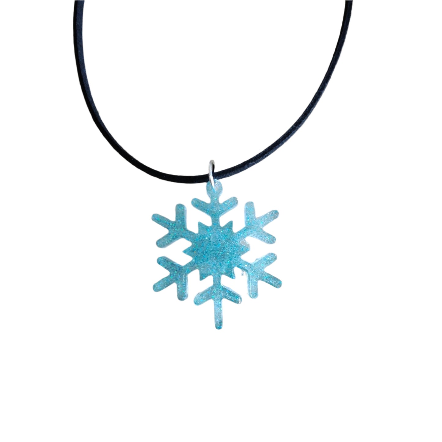 Necklace - 11.5 inches black suede cord with resin holiday pendant