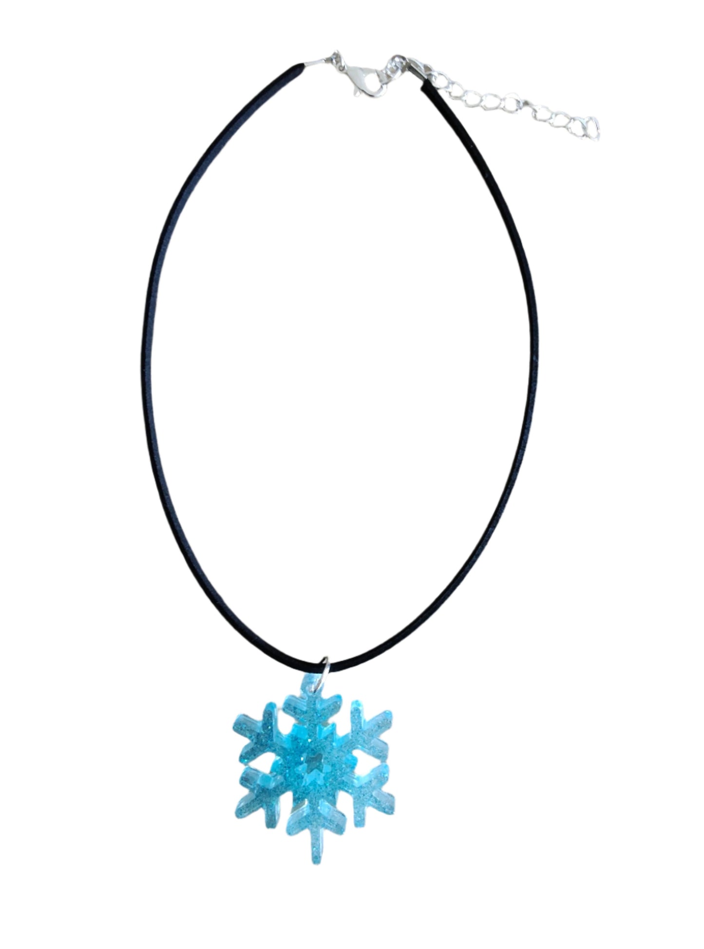 Necklace - 13.5 inches black suede cord with resin holiday pendant