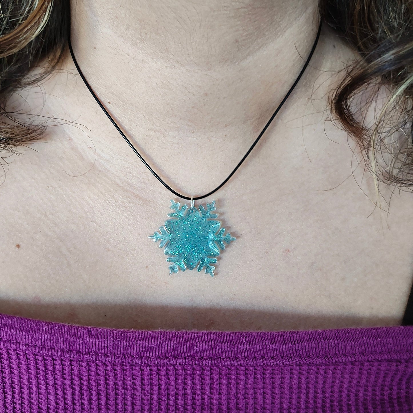 Necklace - 16.5 inches 0.5 mm black polyester cord with resin holiday pendant