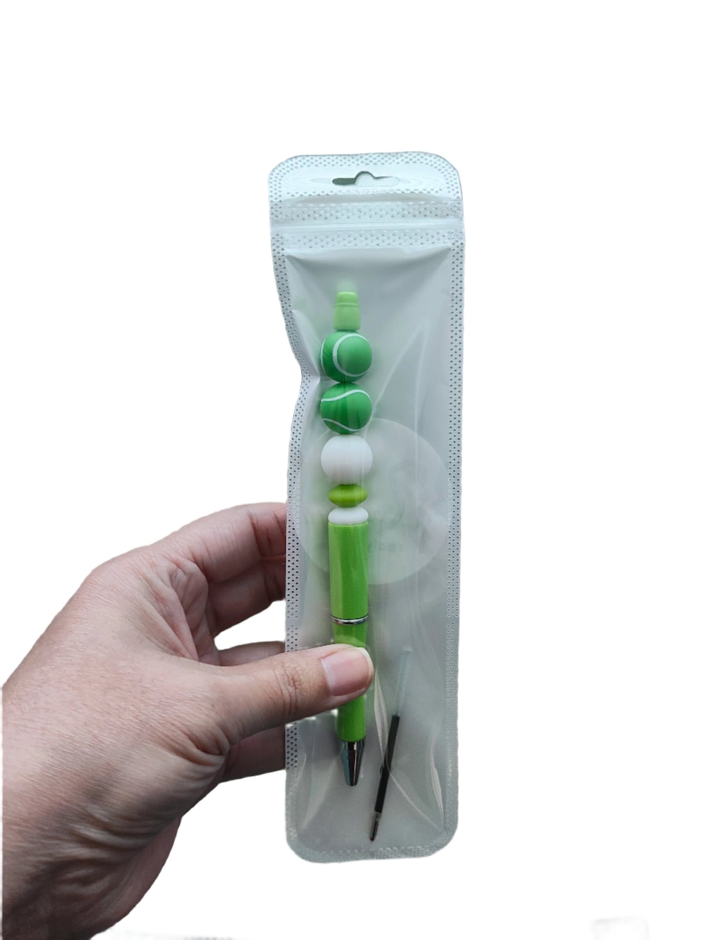 Pen - Tennis silicon beaded acrylic pen (black ink)