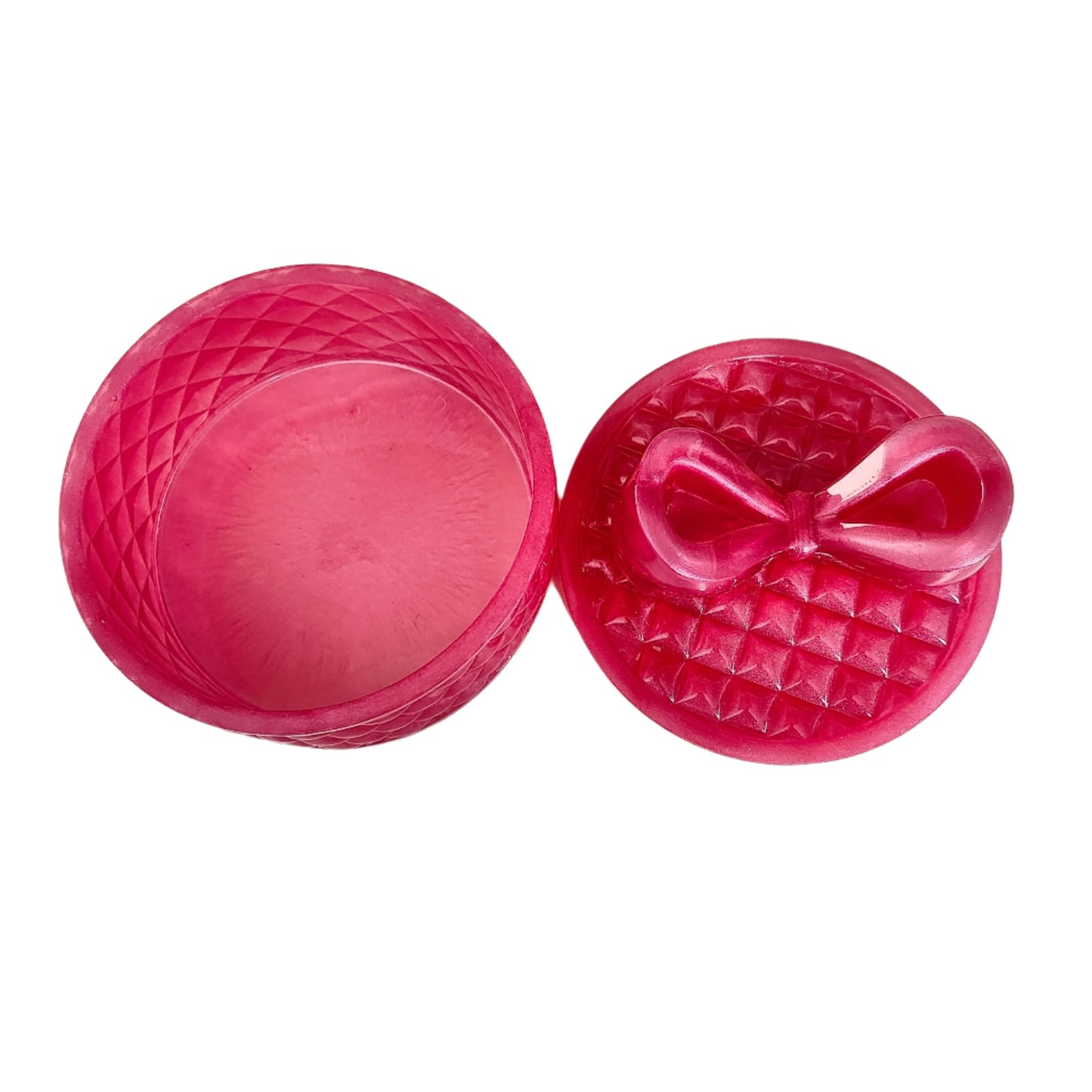 Resin round trinket box with bow lid