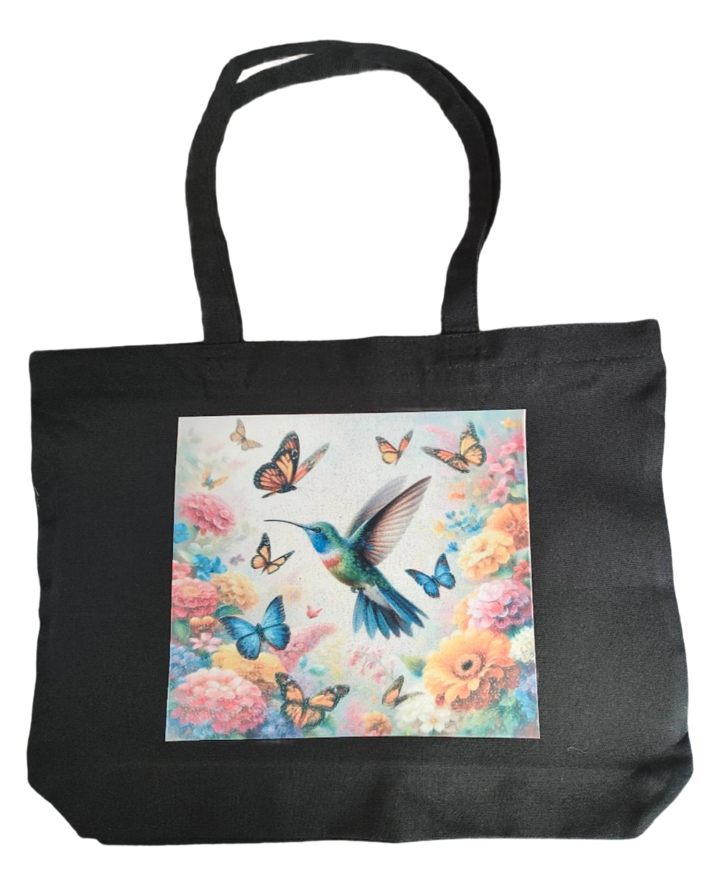 Black tote Bag with zipper (custom image)