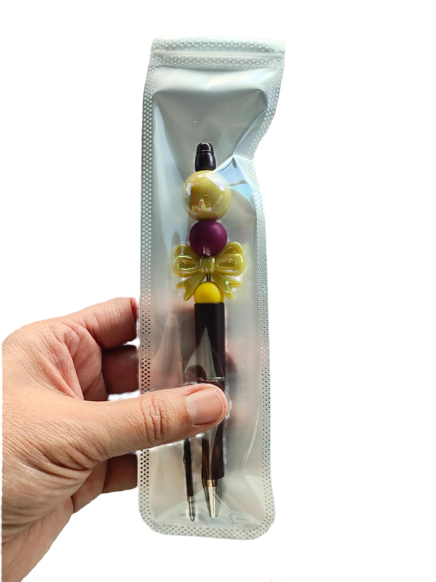 Pen - Bow beaded acrylic pen (black ink)