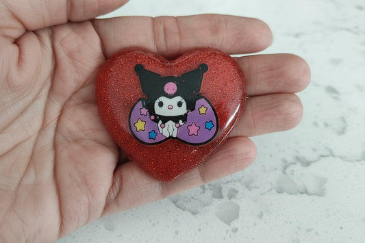 Pin - 3D Kuromi resin pin with silver butterfly clutch