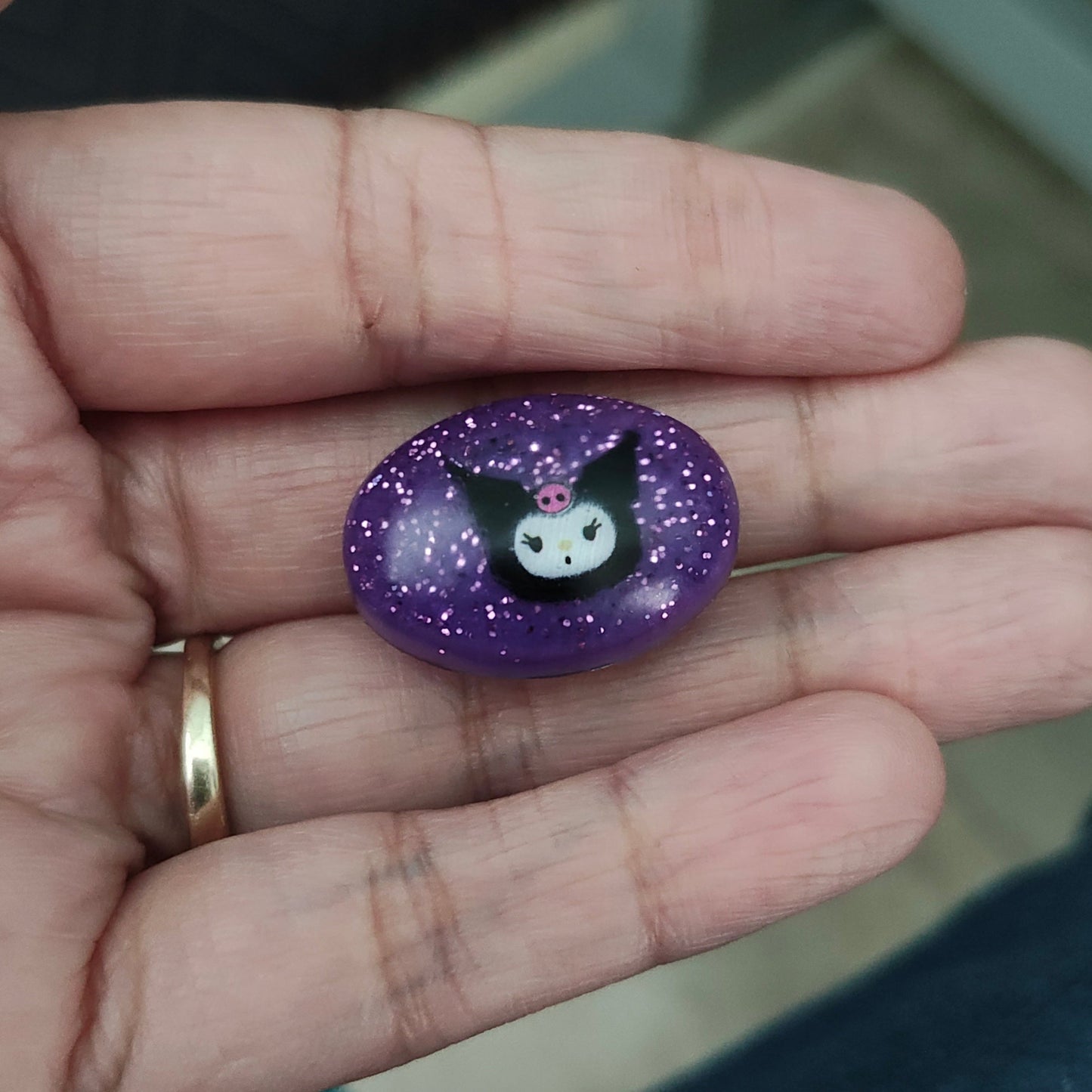 Pin - 3D Kuromi resin pin with silver butterfly clutch