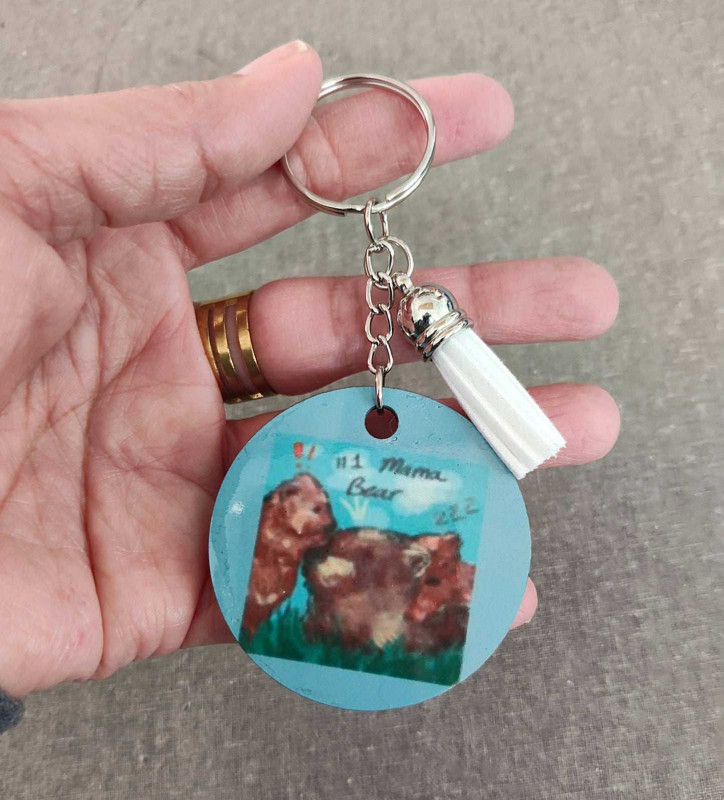 Keychain - Double sided sublimated mother's day with acrylic tassel