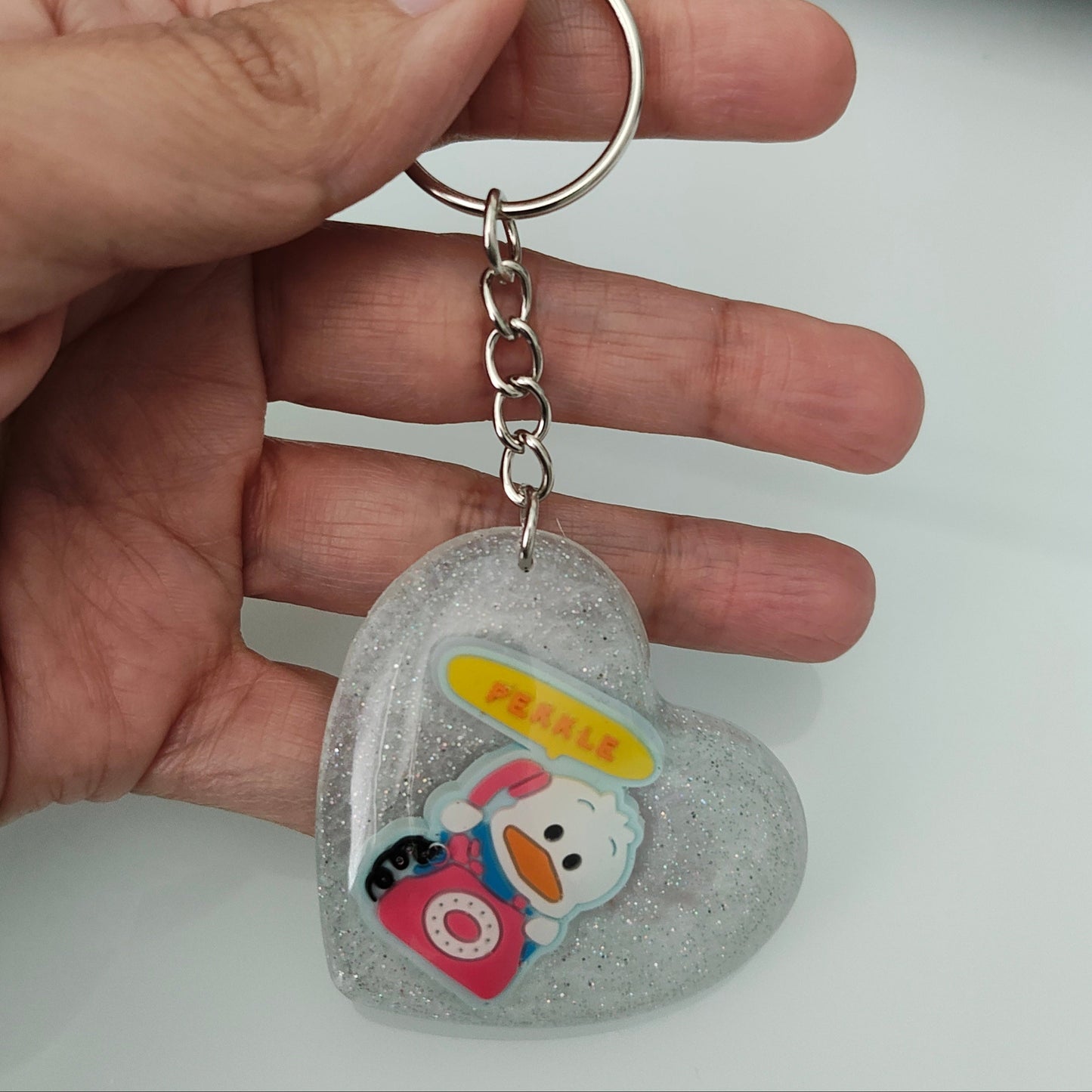 Keychain - 3D resin pekkle heart keychain