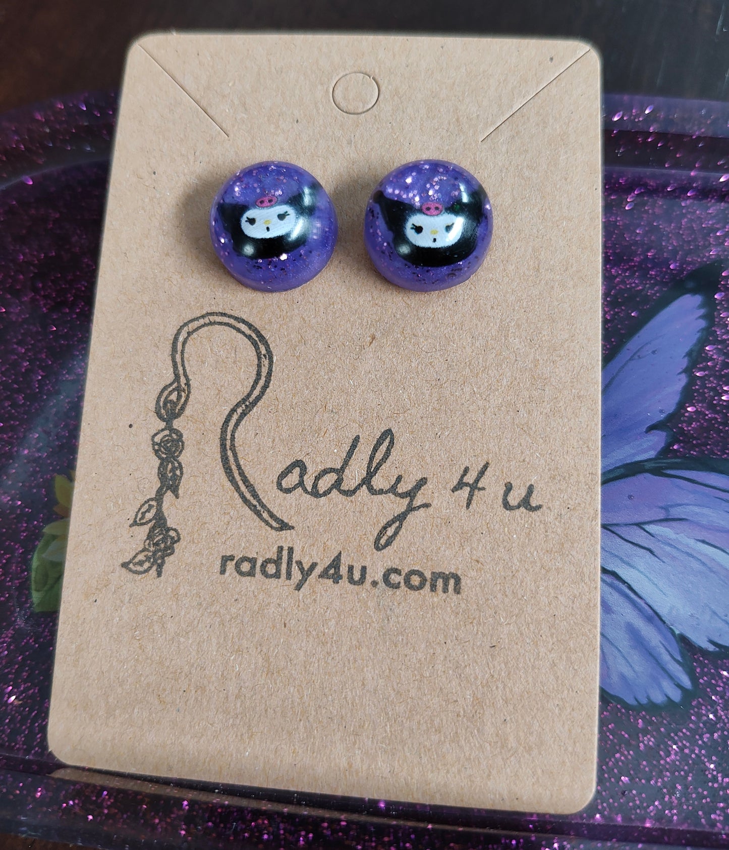 Earrings - 3D Kuromi Resin on post