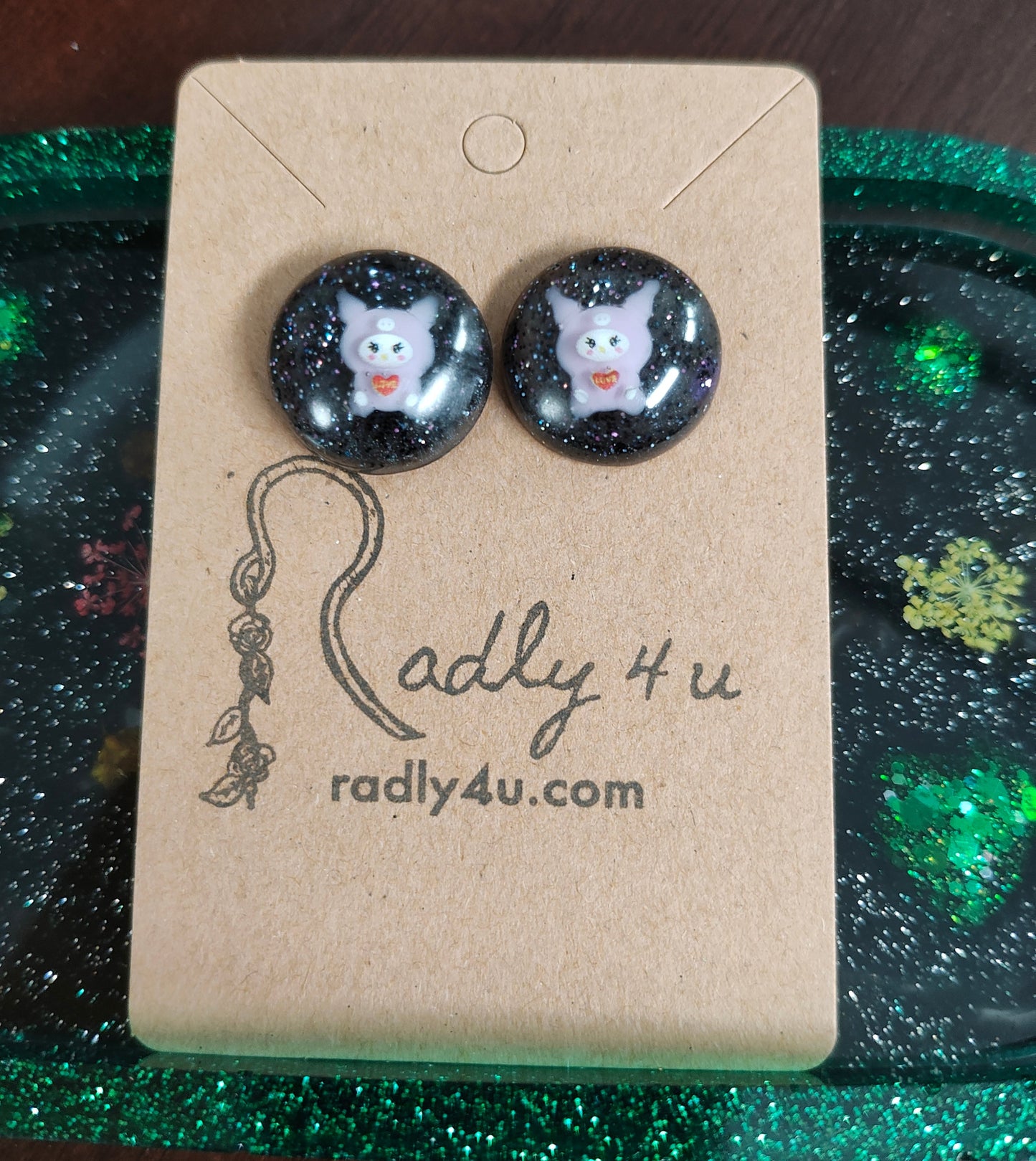 Earrings - 3D Kuromi Resin on post