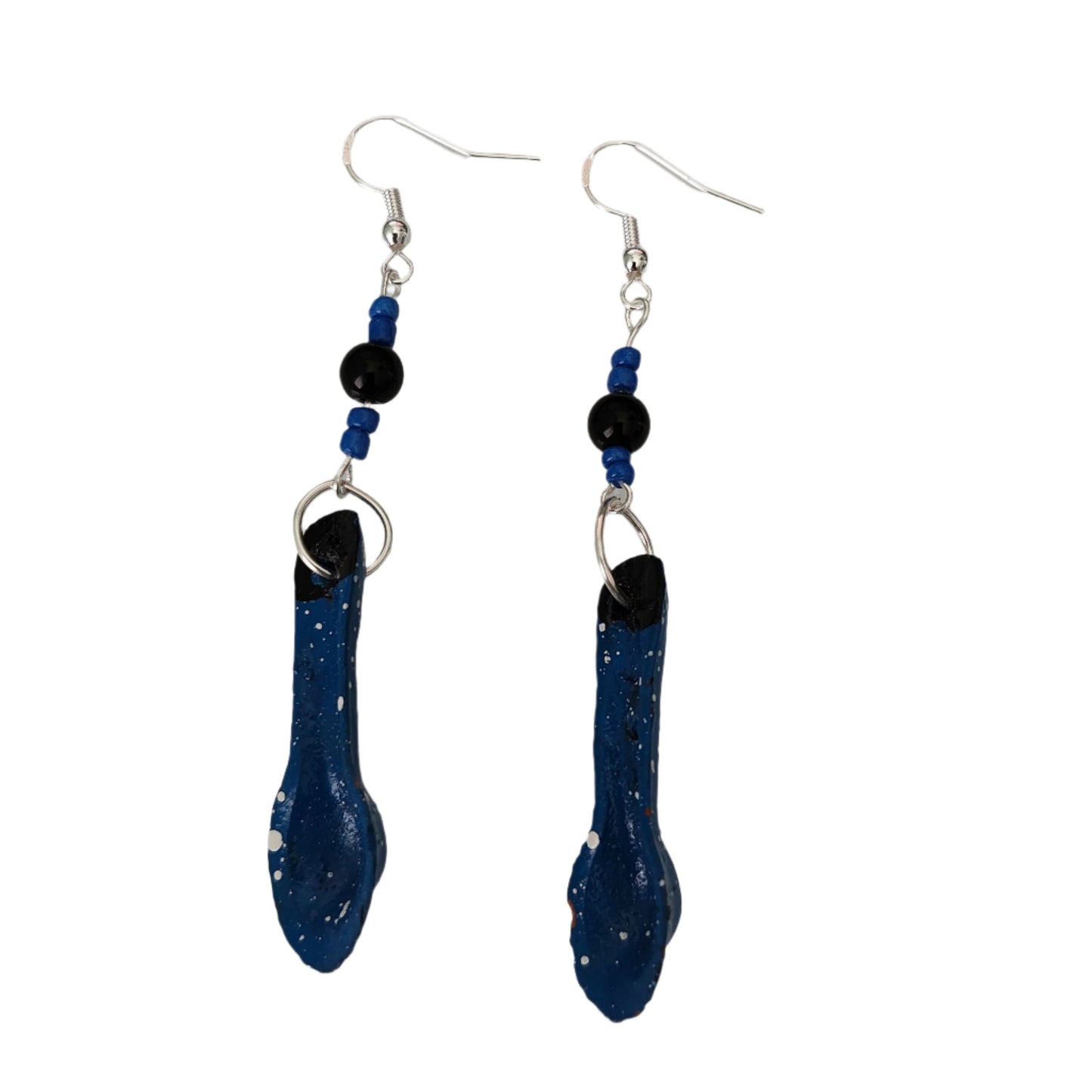 Earrings - Ceramic spoon with beads on silver hook
