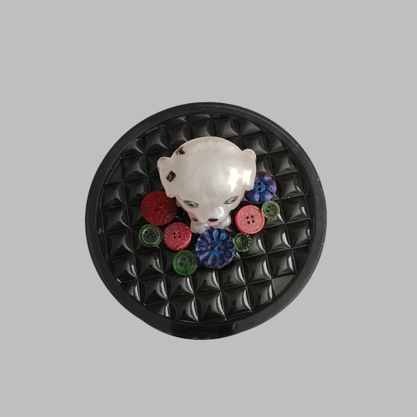 Knickknack - Resin round jewelry/trinket box with dalmatian lid
