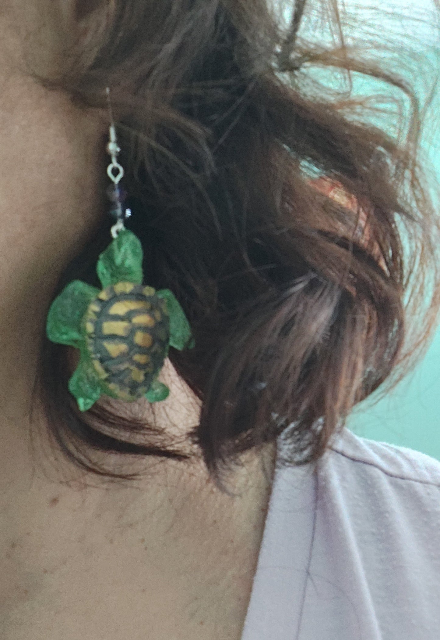Earrings - Resin turtle on hook