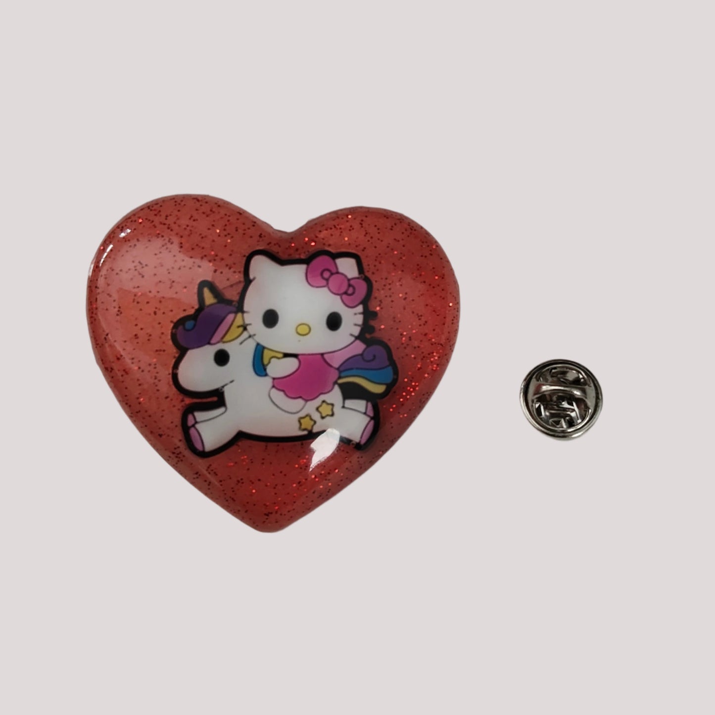 Pin - 3D hello kitty resin pin with silver butterfly clutch