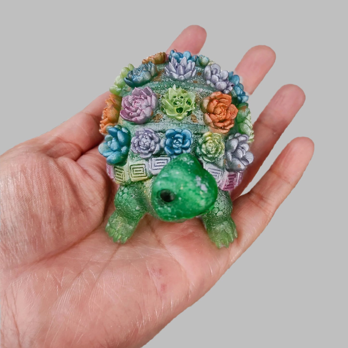 Knickknack - Resin Turtle with flowers