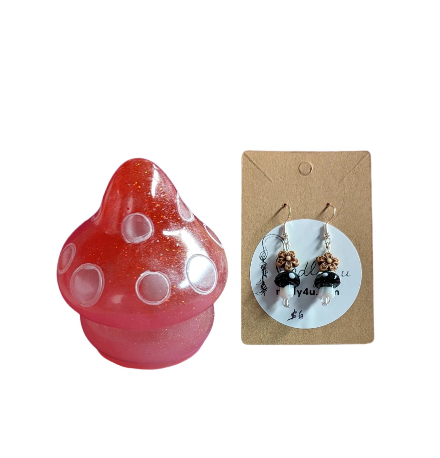 Gift Bundle - Mushroom earrings with mushroom trinket
