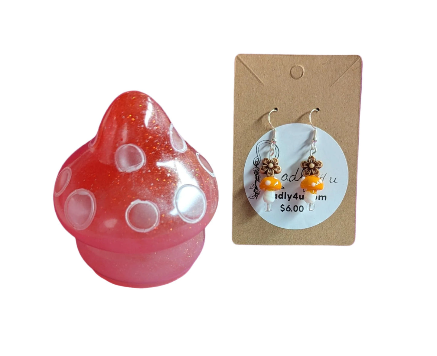 Gift Bundle - Mushroom earrings with mushroom trinket