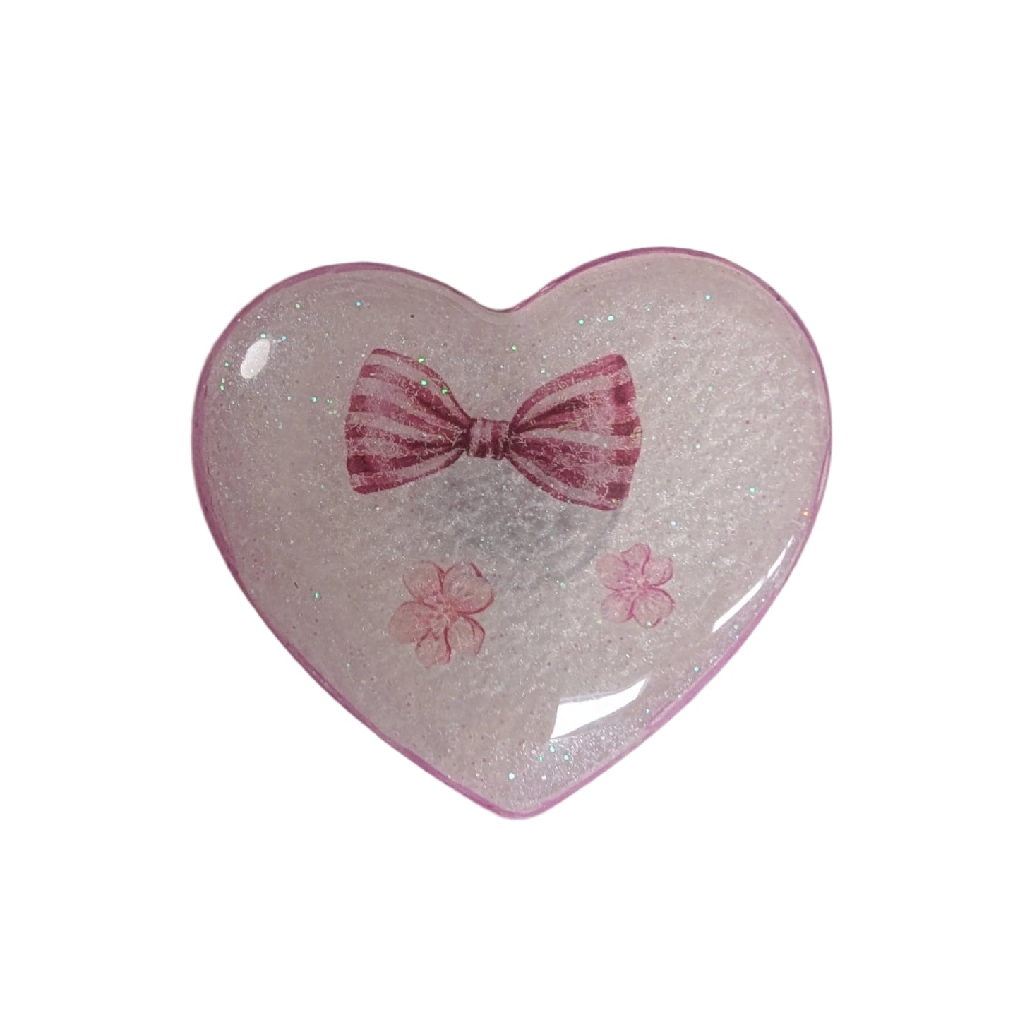 Pin - 3D resin heart pin with silver butterfly clutch