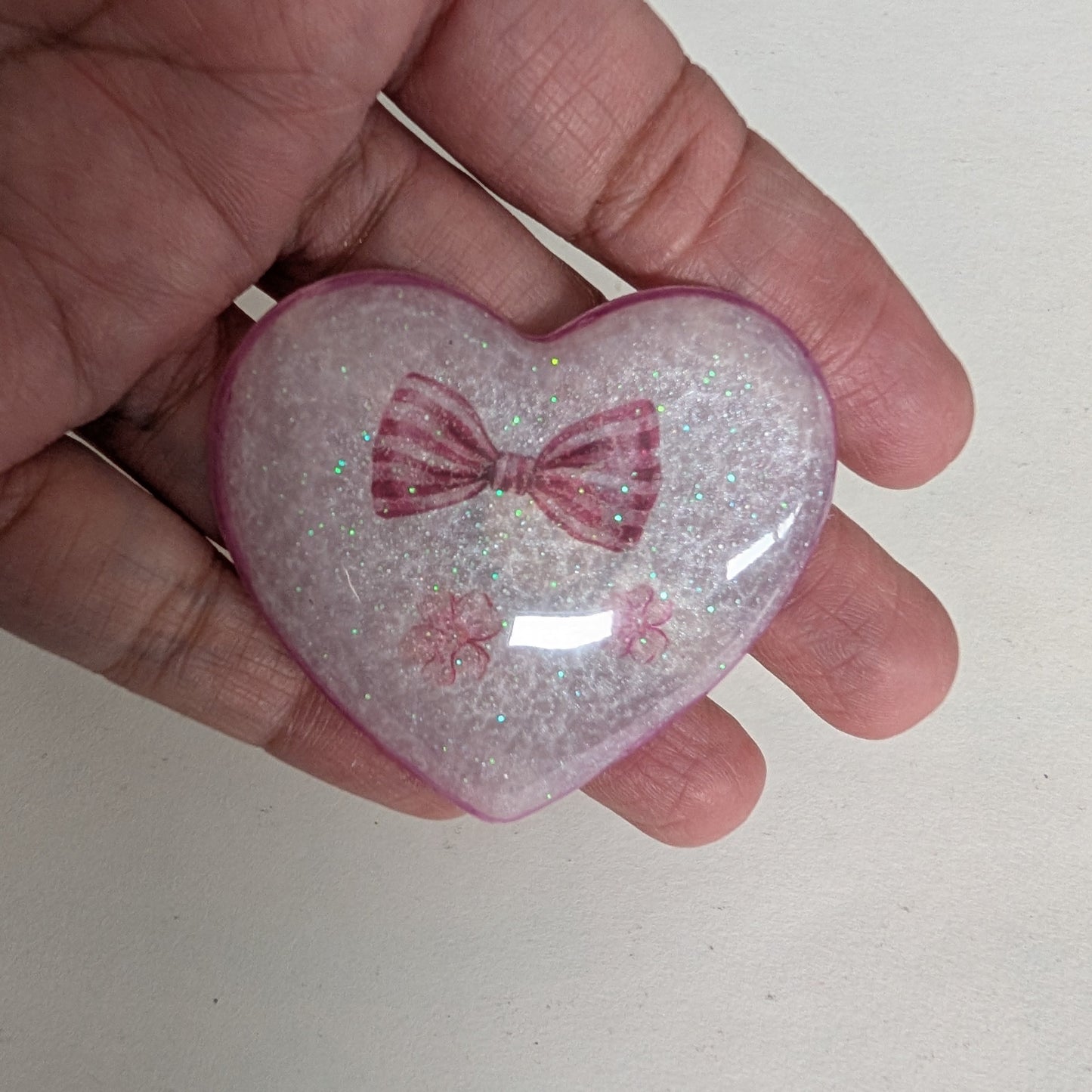 Pin - 3D resin heart pin with silver butterfly clutch