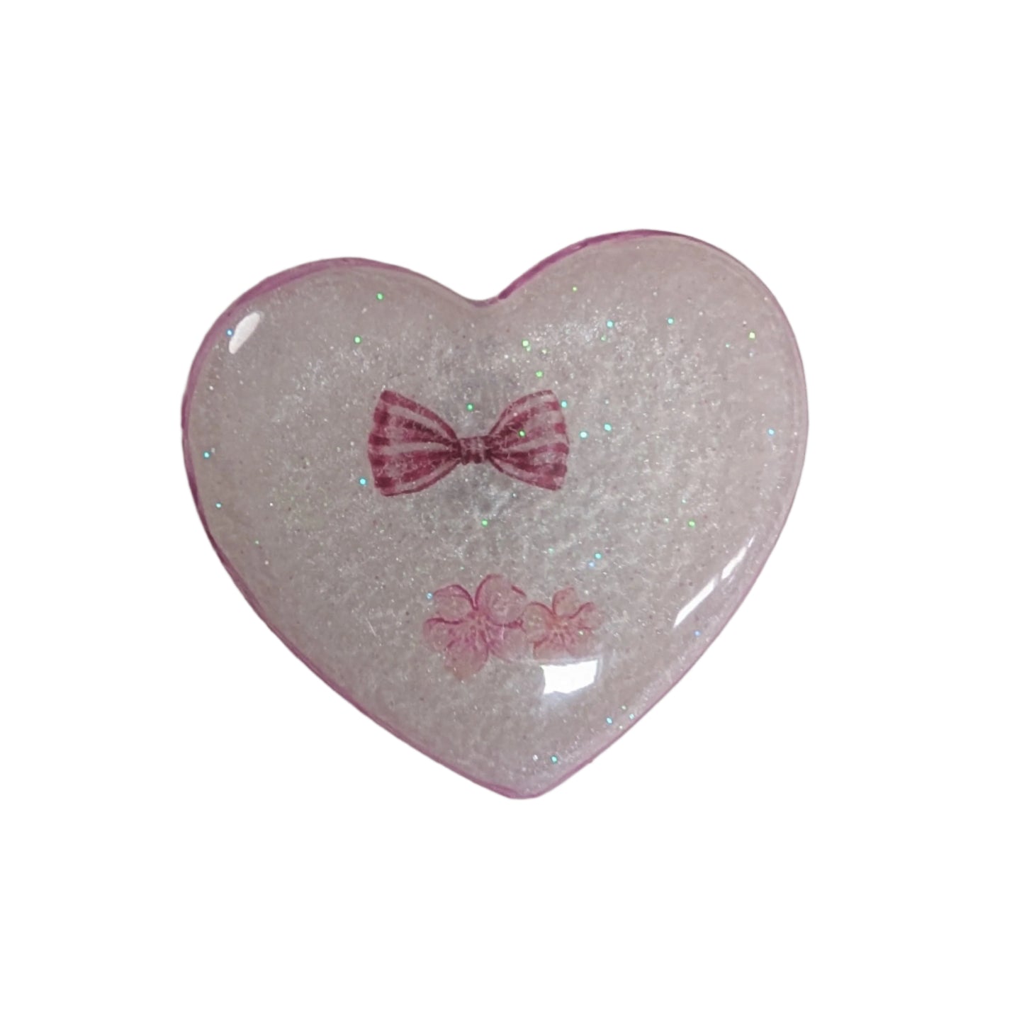 Pin - 3D resin heart pin with silver butterfly clutch