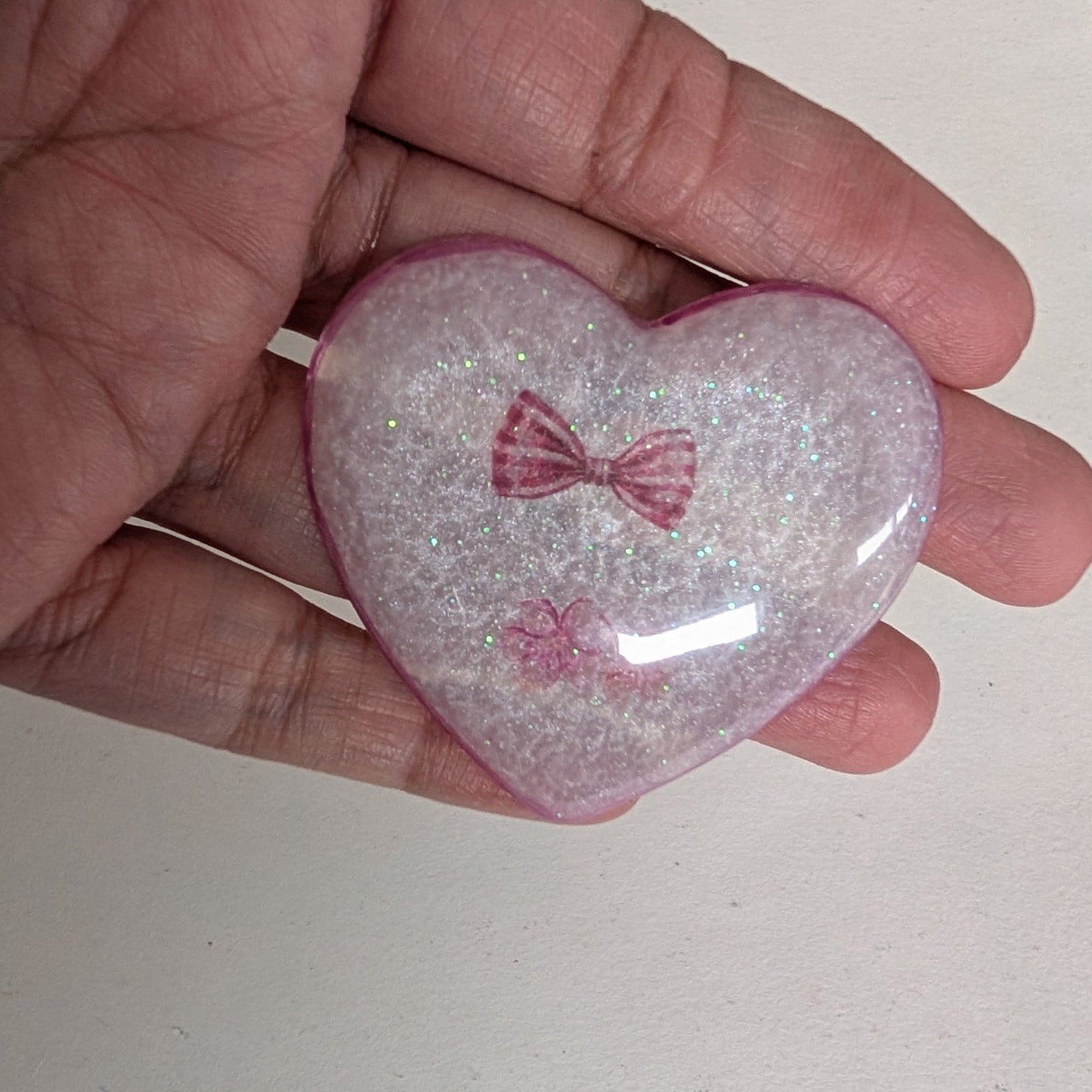 Pin - 3D resin heart pin with silver butterfly clutch