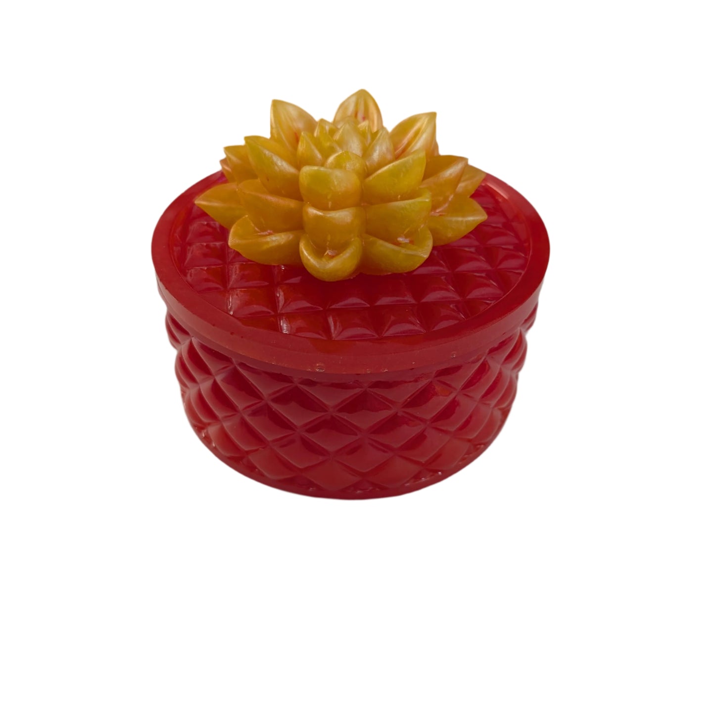 Knickknack - Resin round trinket box with flower lid
