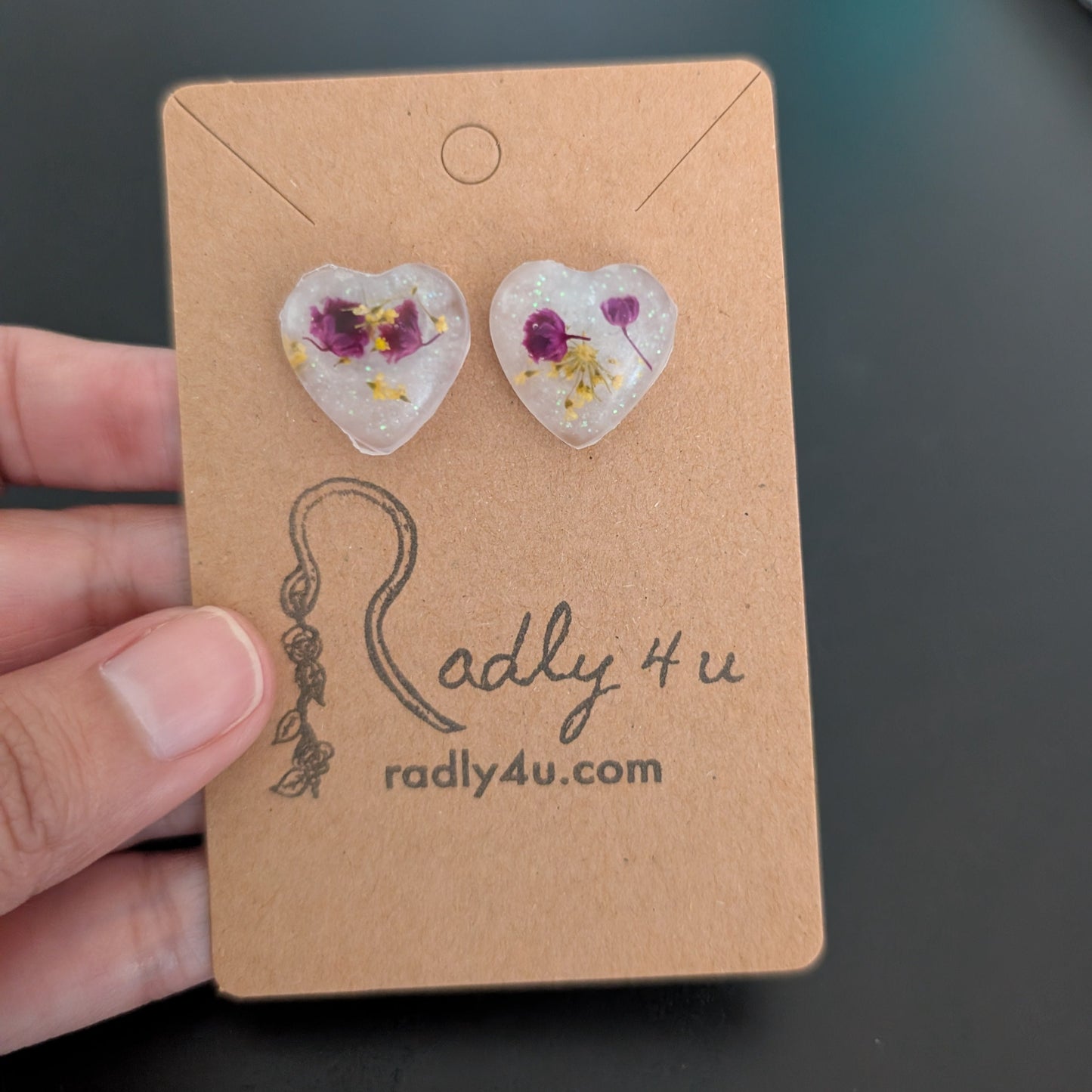 Earrings - 3D Dried flowers Resin on post