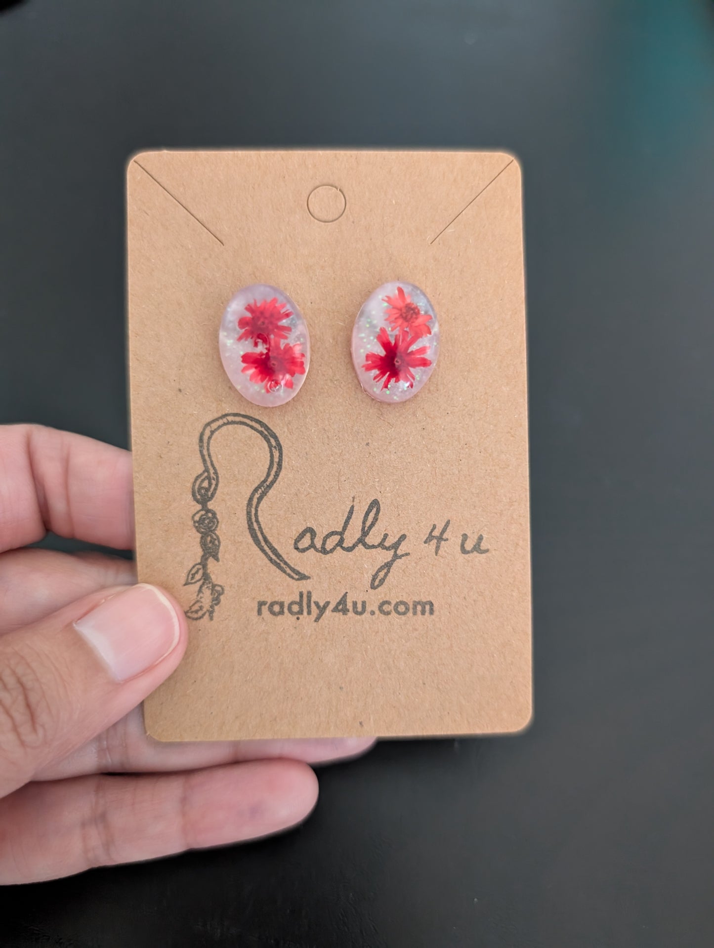 Earrings - 3D Dried flowers Resin on post