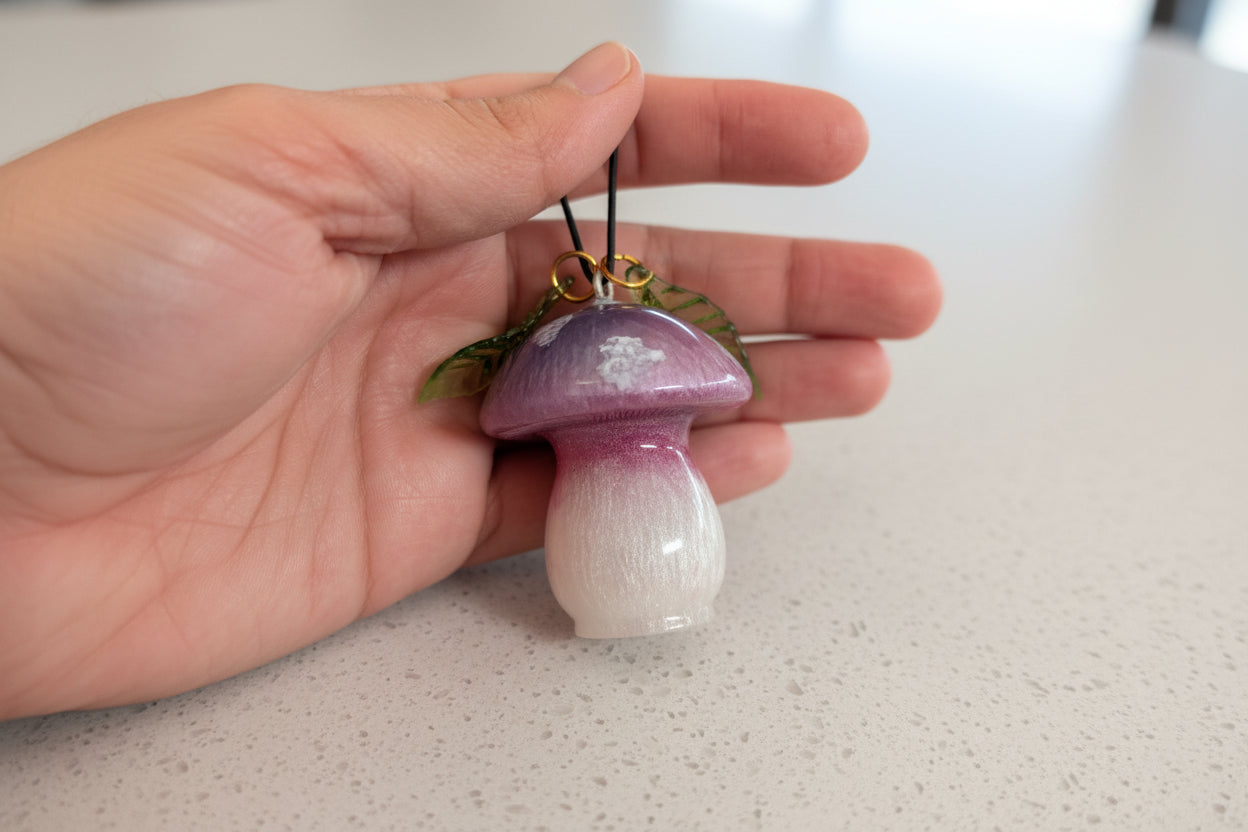 Car Ornaments - Resin mushroom A with acrylic leafs