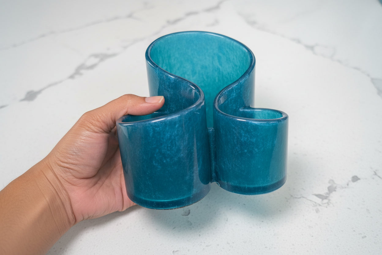Large Handcrafted Resin Desk Organizer – Sleek Pen & Makeup Brush Cup