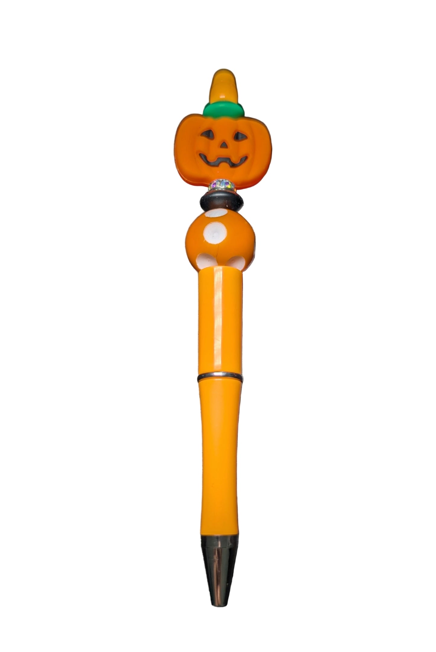 Pen -Pumpkin silicon beaded acrylic pen (black ink)