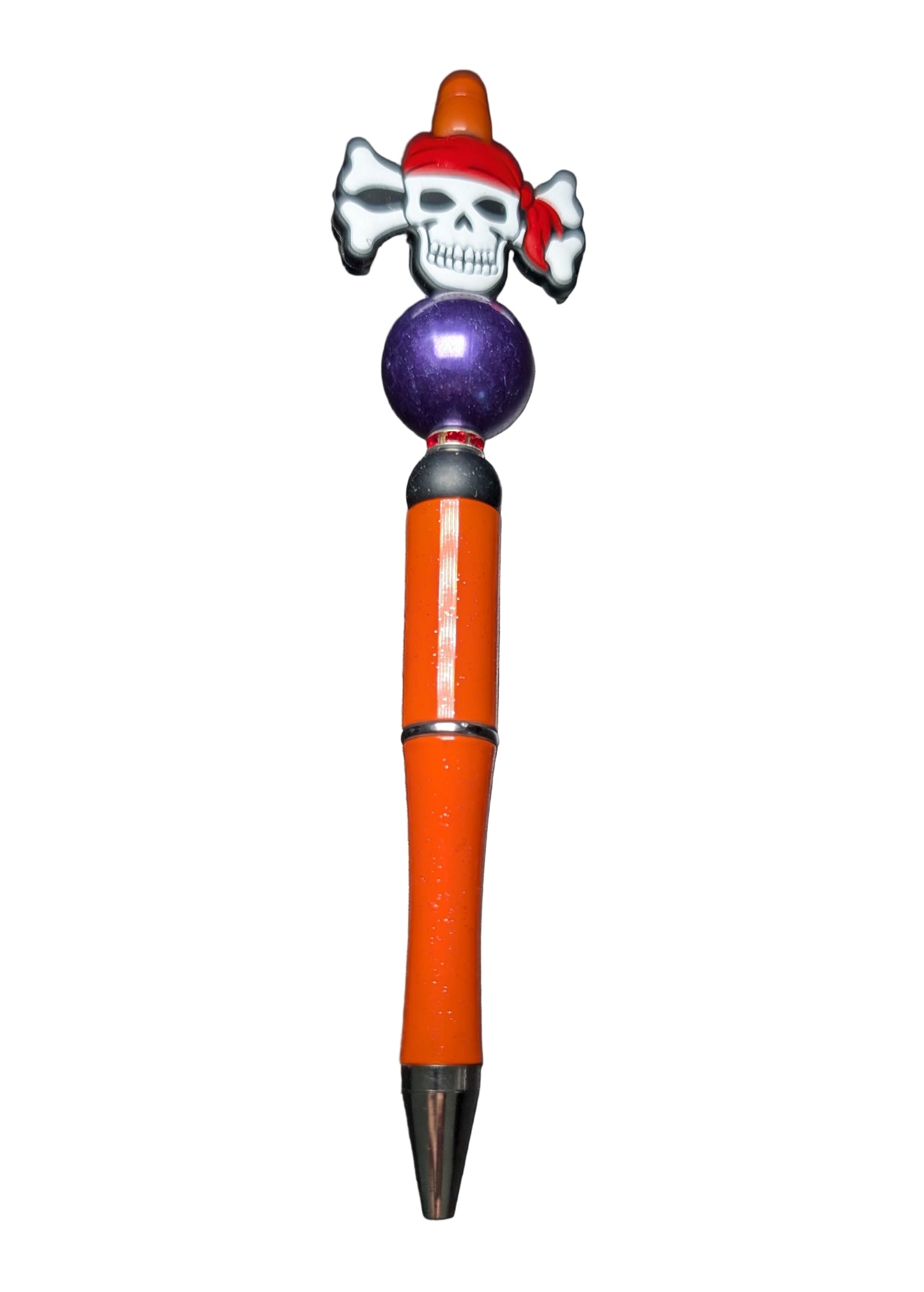 Pen - Bone Skull silicon beaded acrylic pen (black ink)