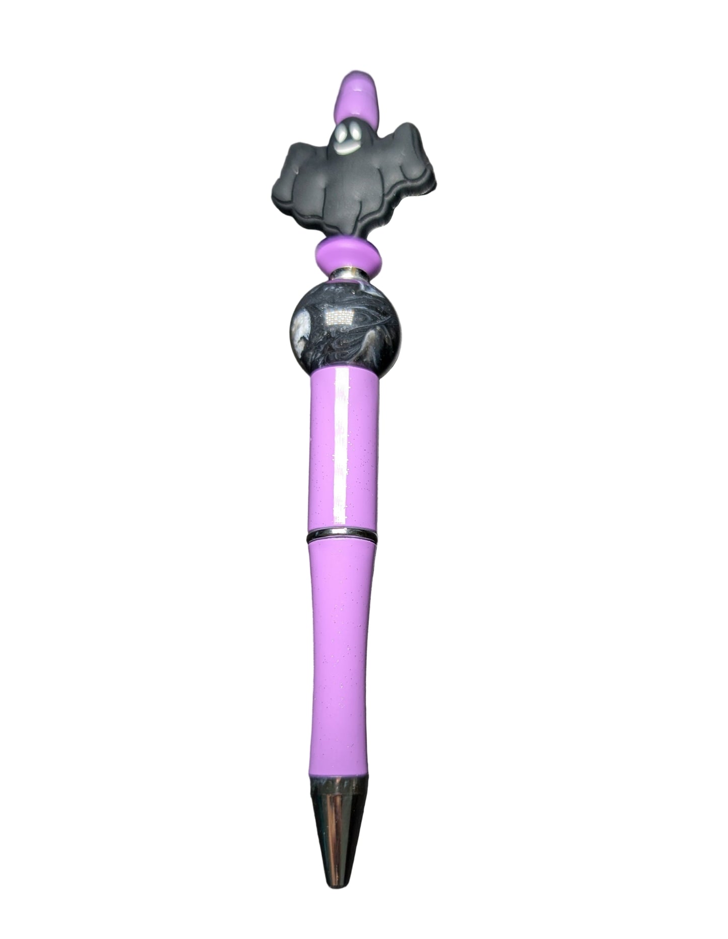 Pen -Ghost silicon beaded acrylic pen (black ink)