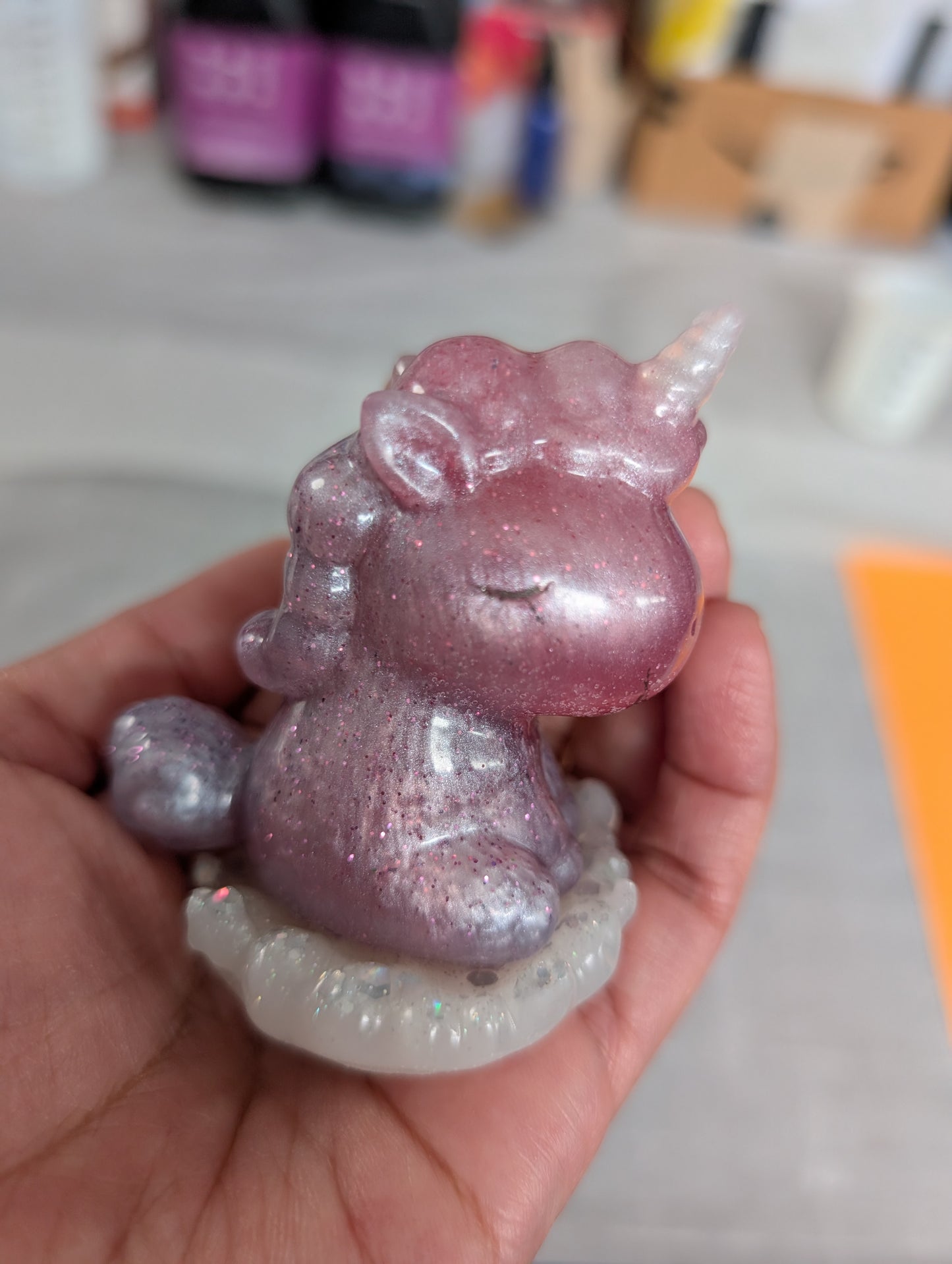 Knickknack - Resin small unicorn on cloud trinket