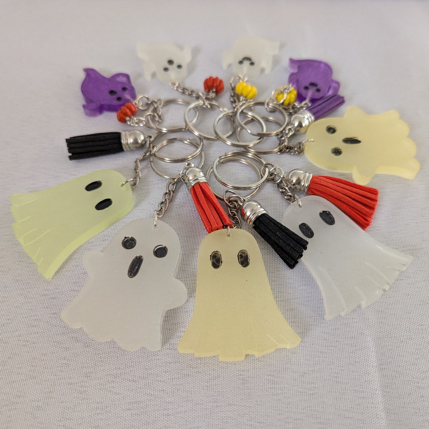Keychain - Resin ghost with acrylic tassel