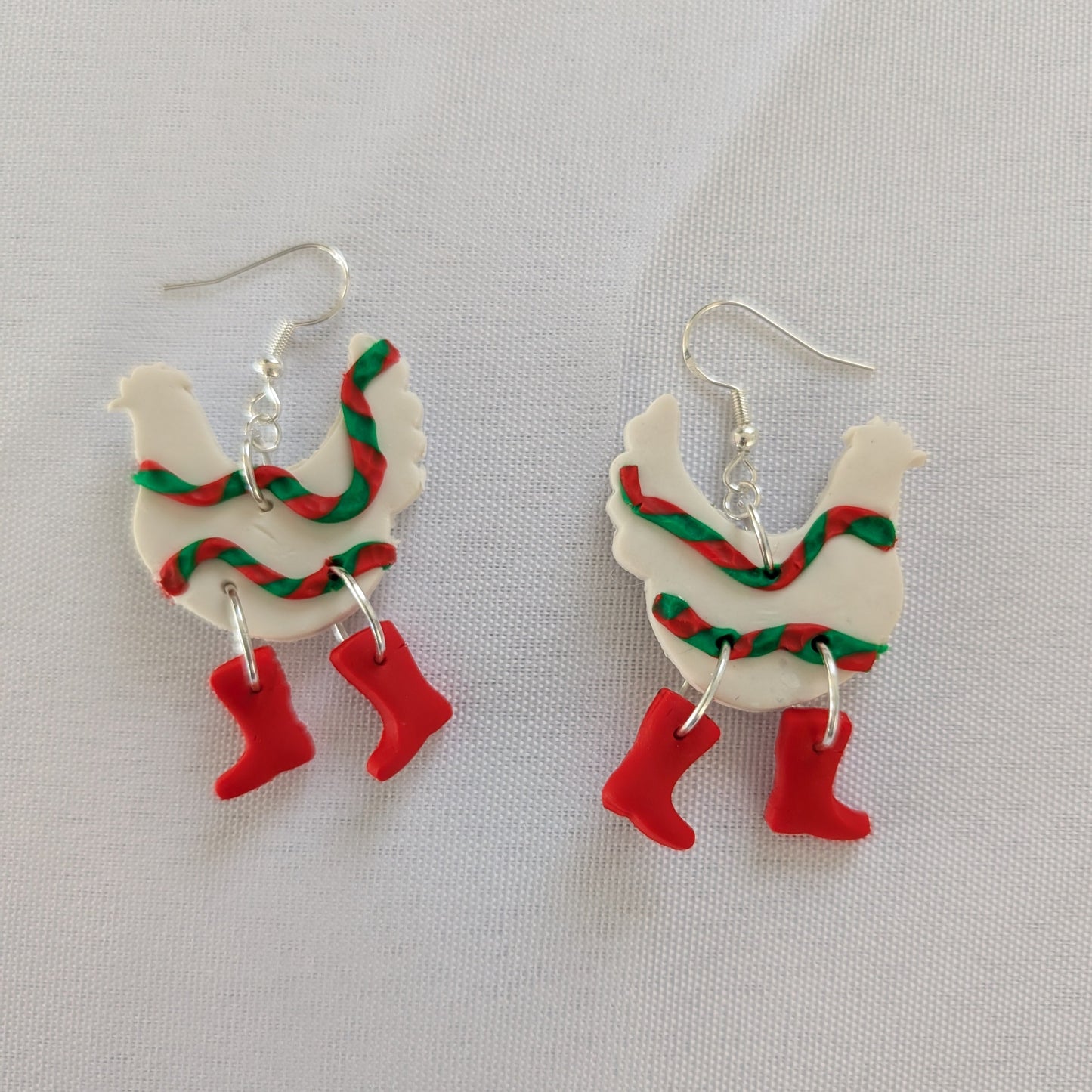 Earrings - Polymer Clay Polymer Clay Chicken with boots on 925 sterling silver hook