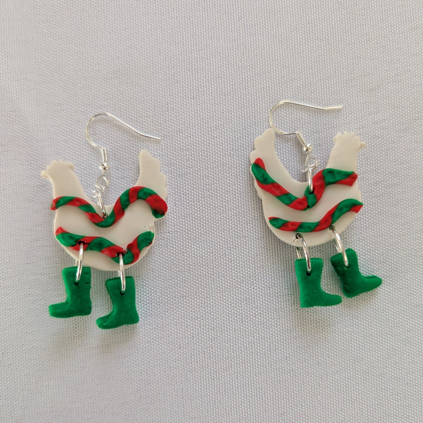 Earrings - Polymer Clay Polymer Clay Chicken with boots on 925 sterling silver hook