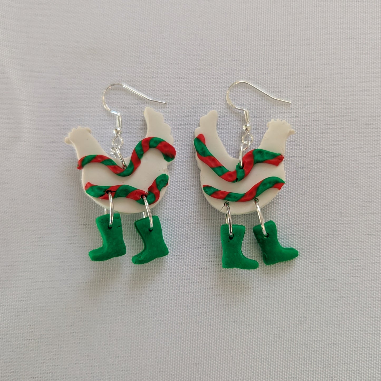 Earrings - Polymer Clay Polymer Clay Chicken with boots on 925 sterling silver hook