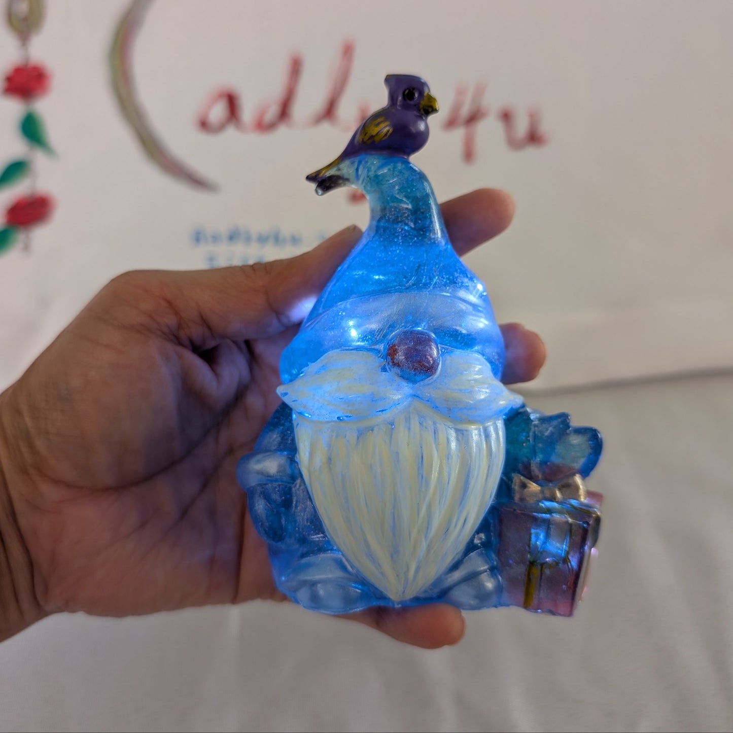 Resin Gnome with bird trinket
