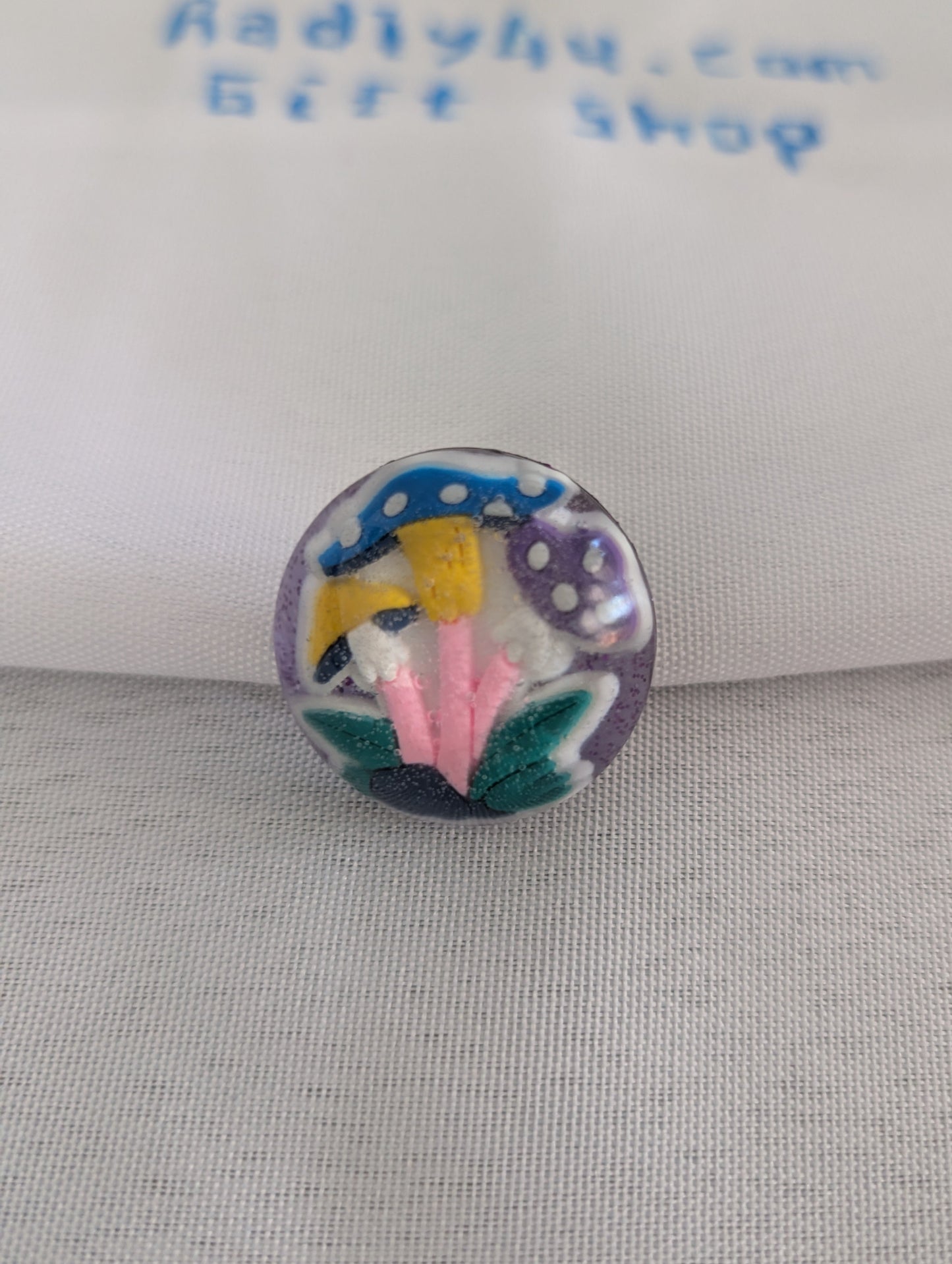 Pin - 3D Mushroom resin pin with silver butterfly clutch