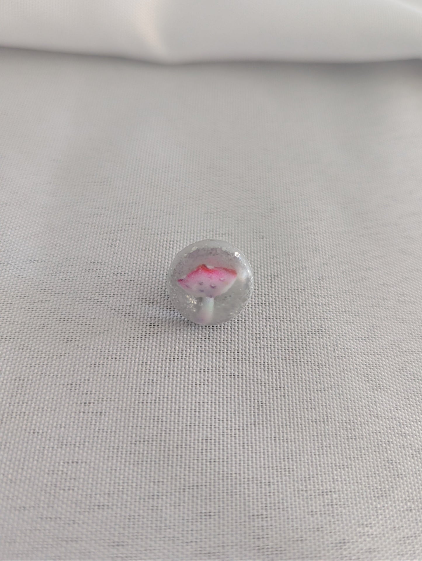 Pin - 3D small resin mushroom pin with silver butterfly clutch