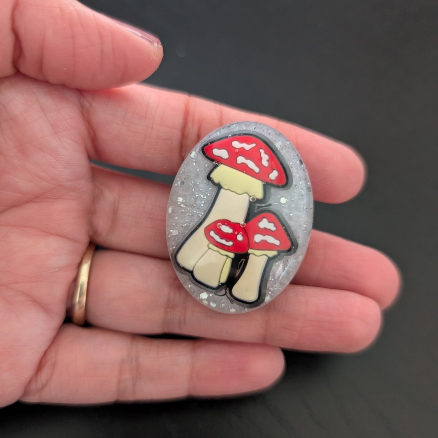 Pin - 3D Mushroom resin pin with silver butterfly clutch