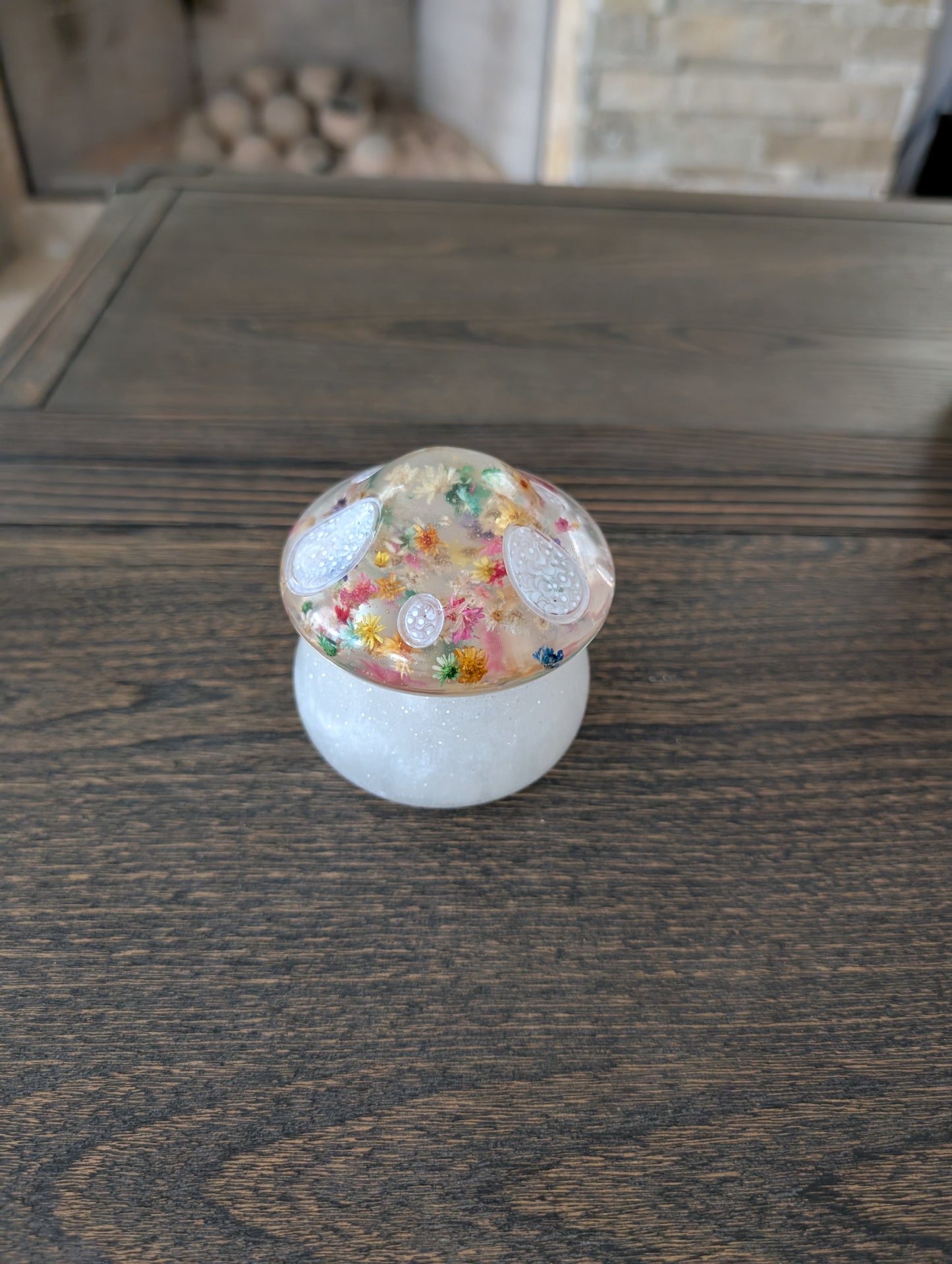 Handmade Resin Mushroom Trinket Box with Lid – Small Jewelry Jar